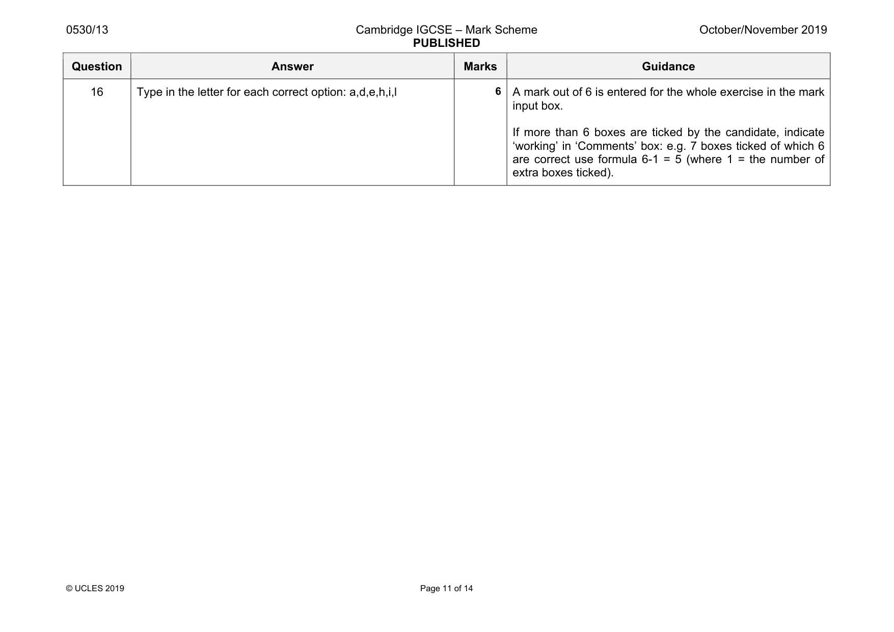 Mark scheme, page 11 of 14