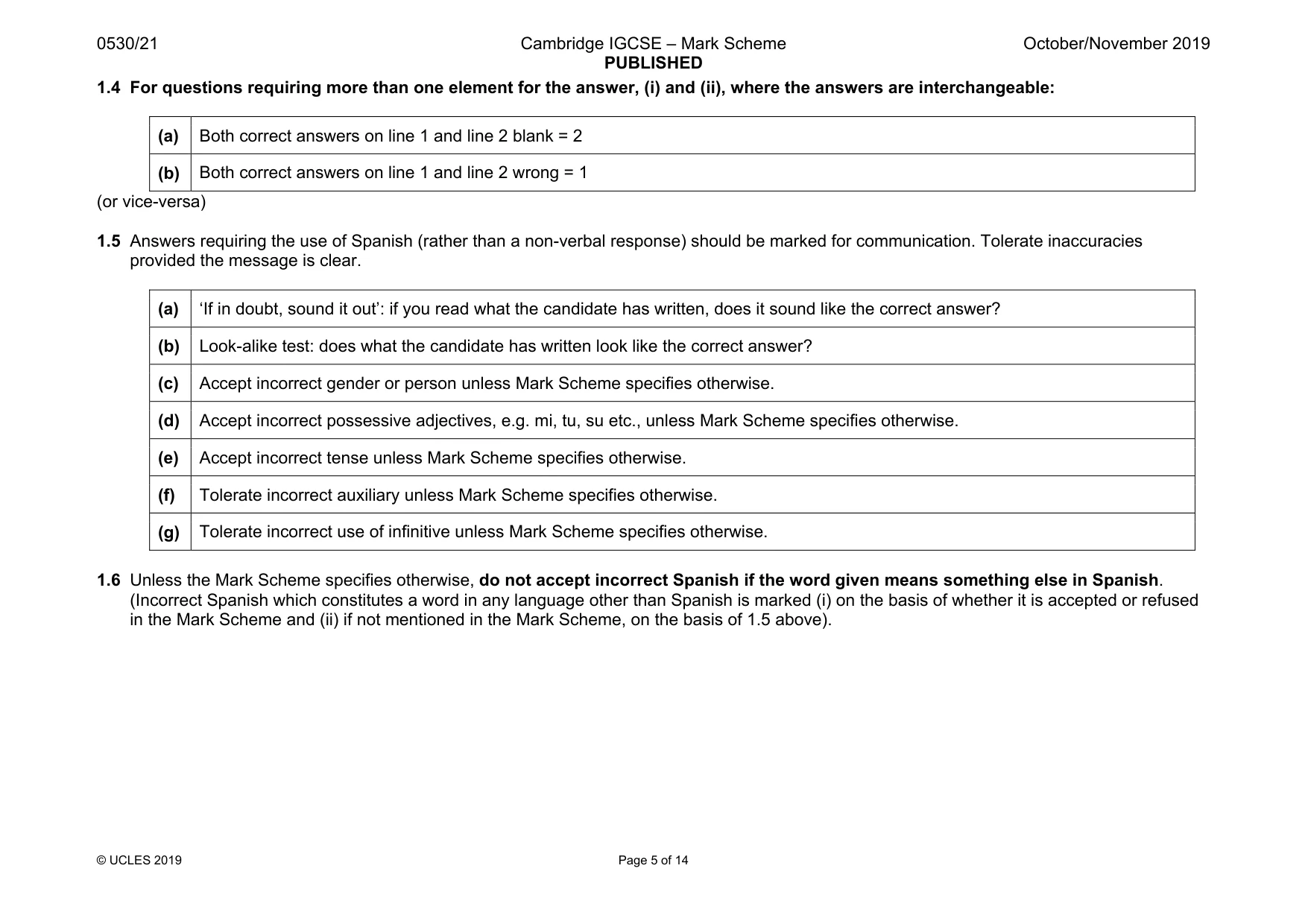 Mark scheme, page 5 of 14