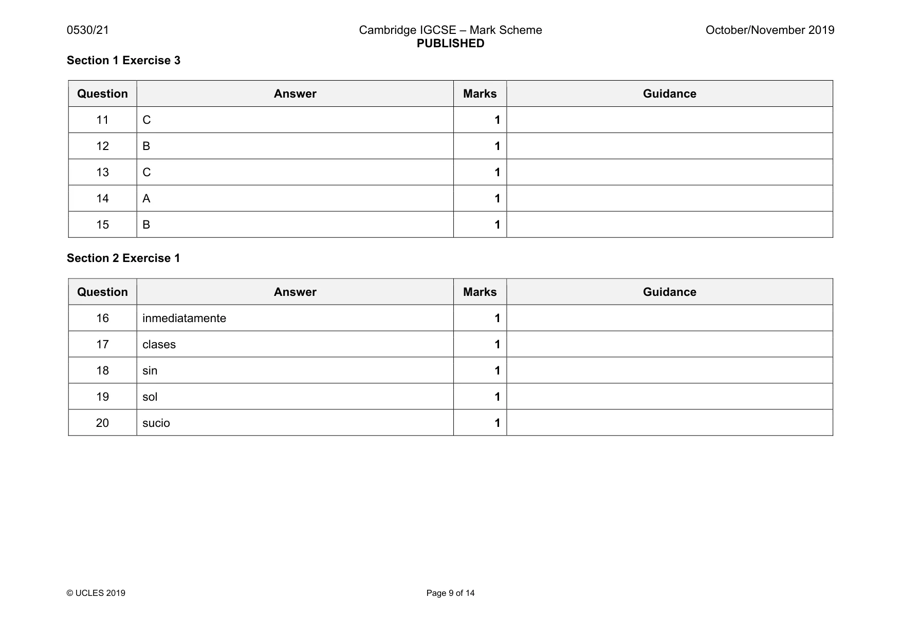 Mark scheme, page 9 of 14
