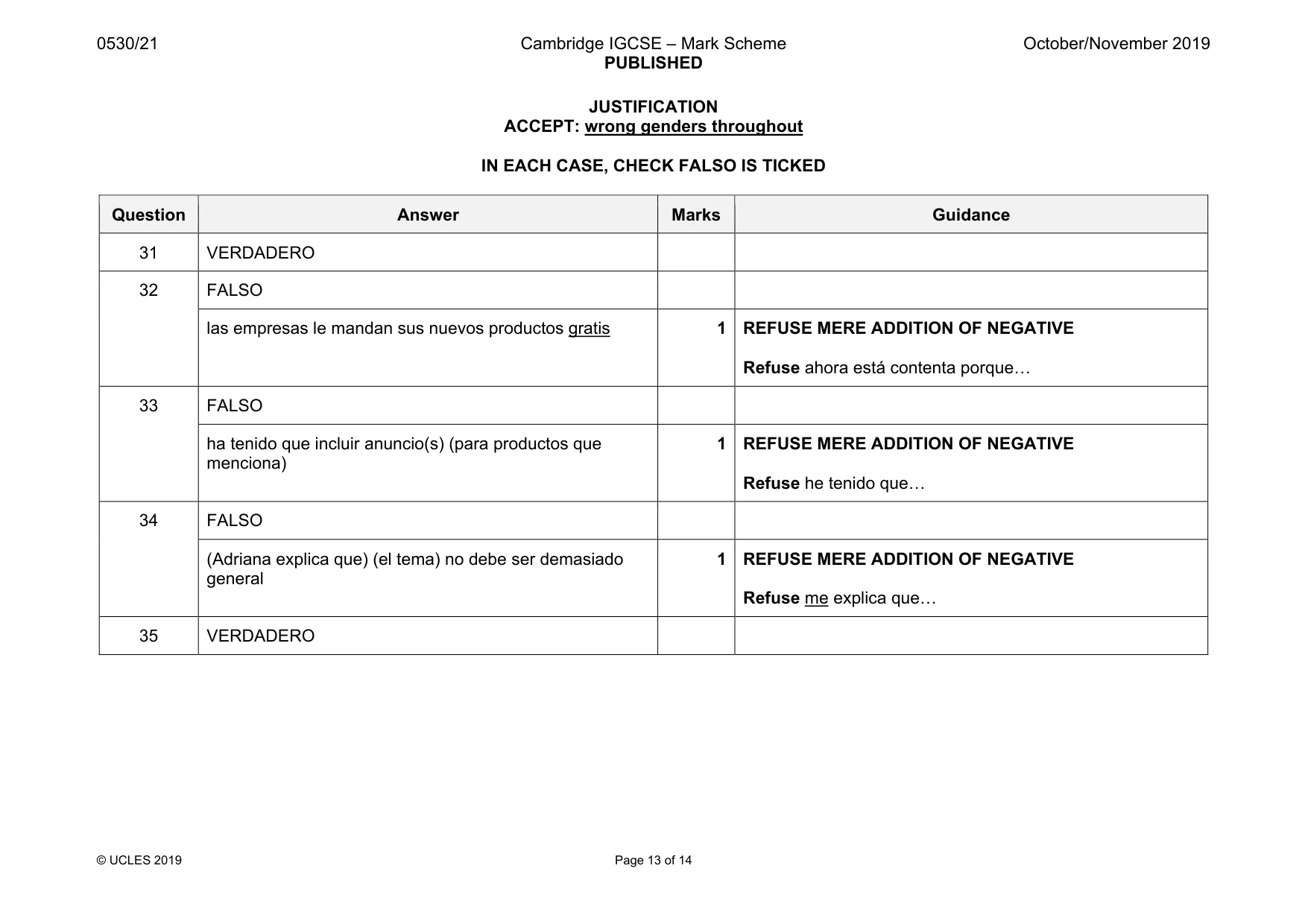 Mark scheme, page 13 of 14