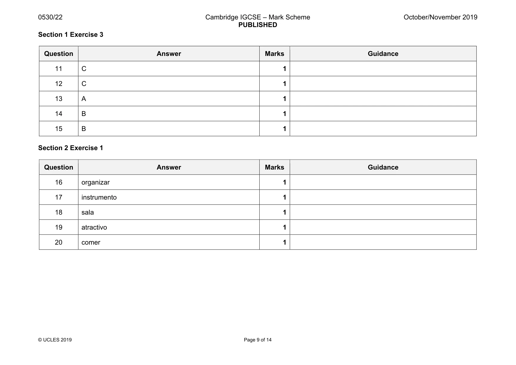 Mark scheme, page 9 of 14