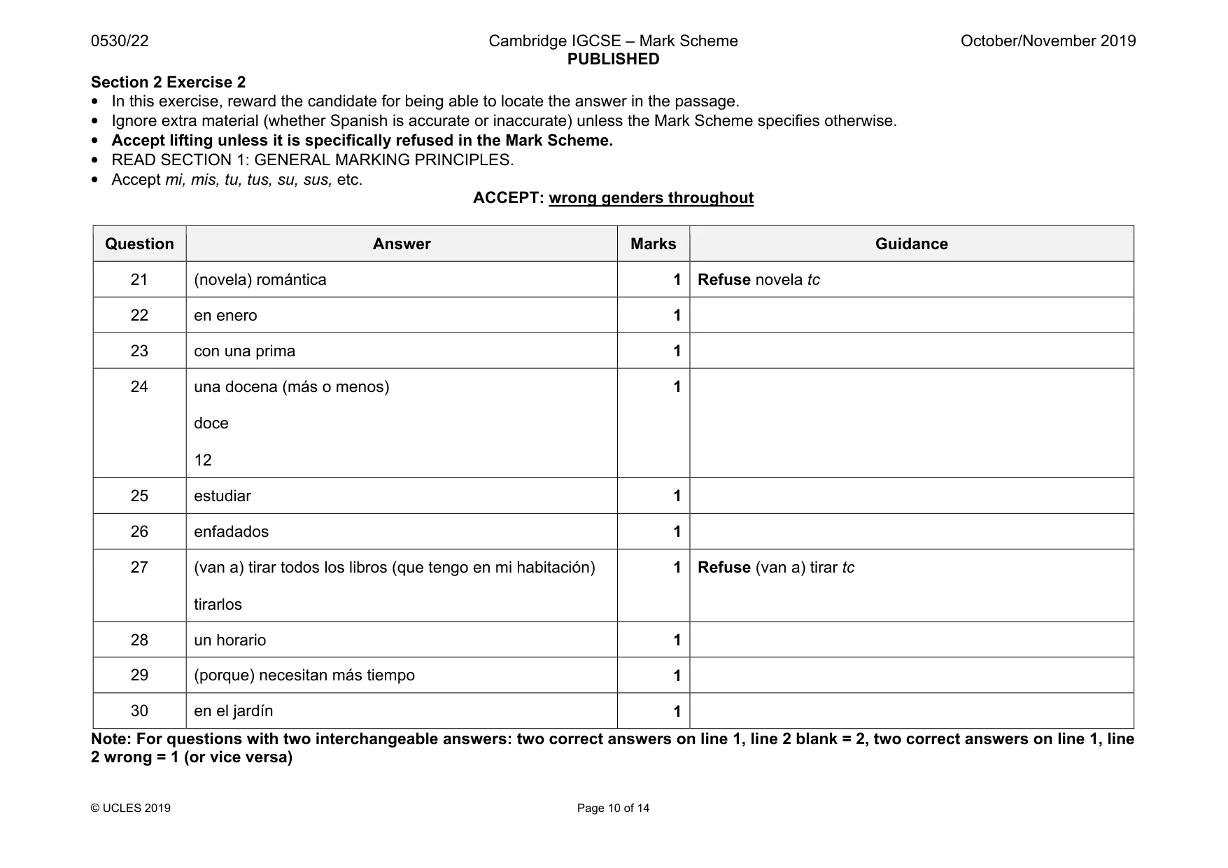 Mark scheme, page 10 of 14