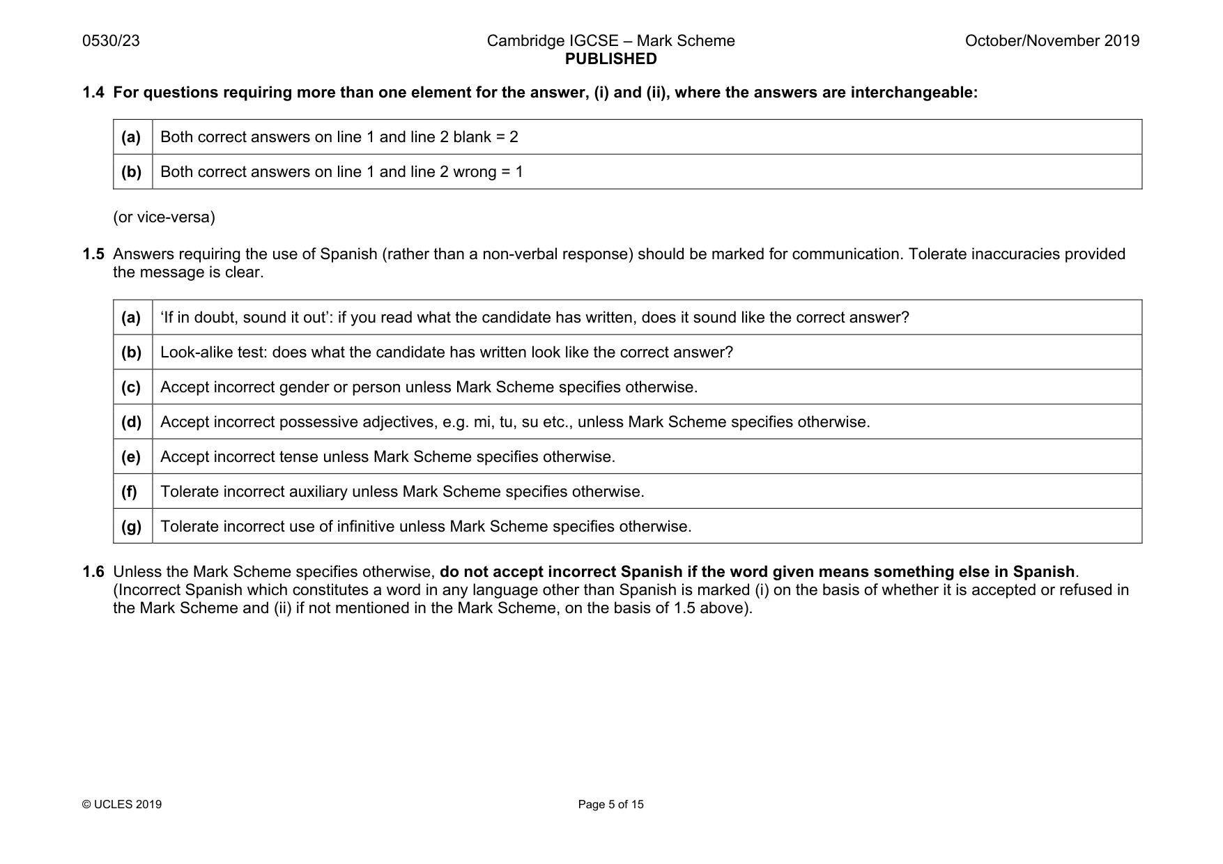 Mark scheme, page 5 of 15
