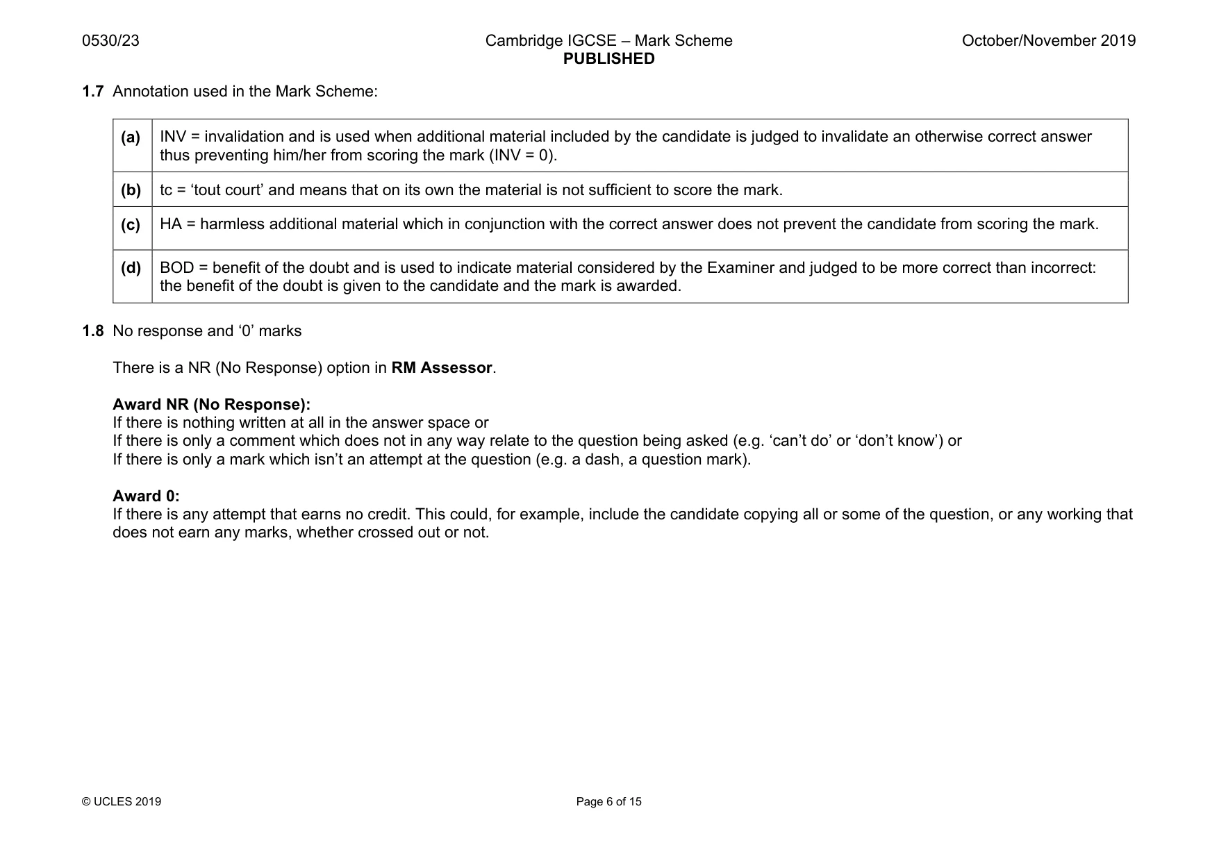 Mark scheme, page 6 of 15
