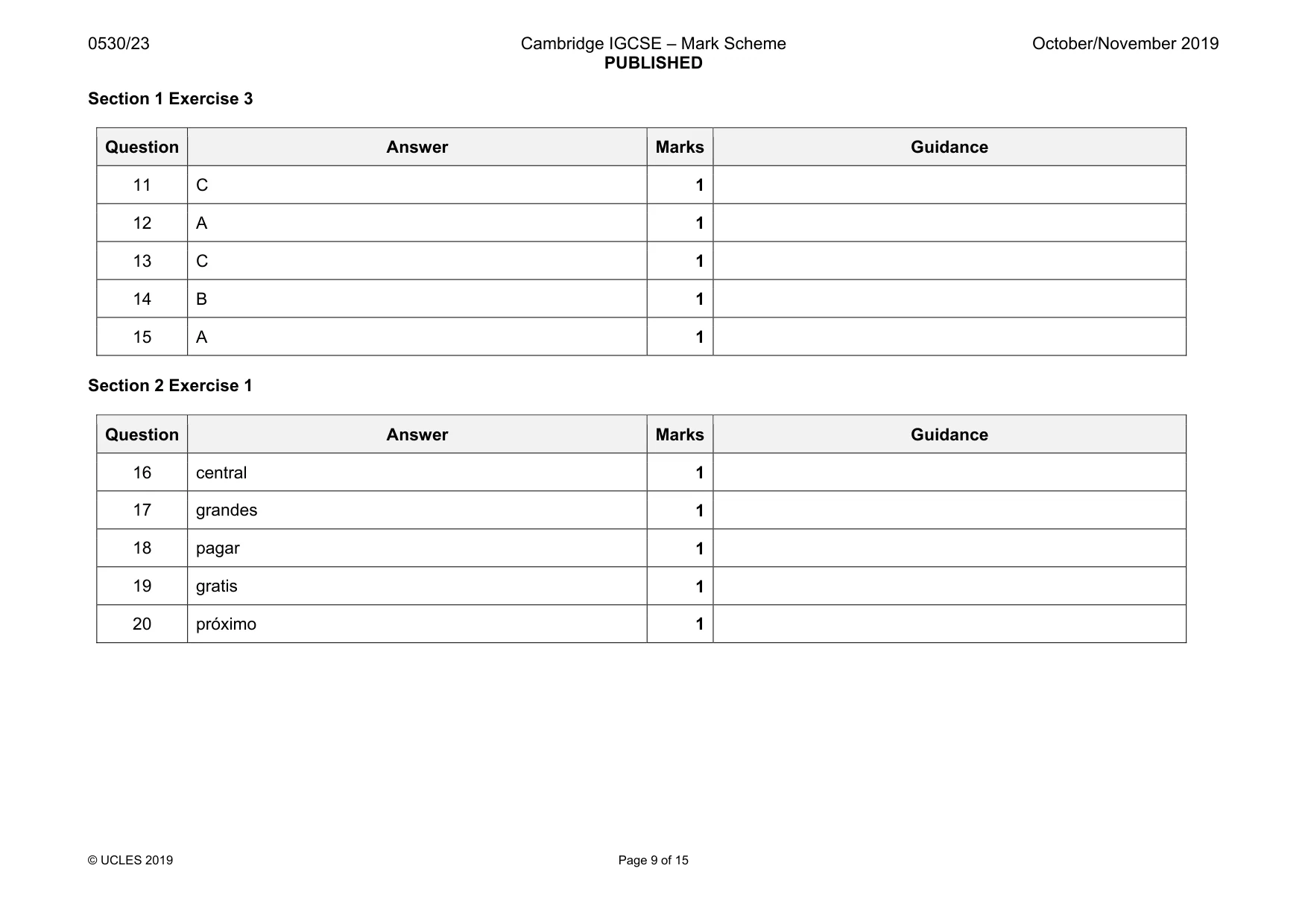 Mark scheme, page 9 of 15