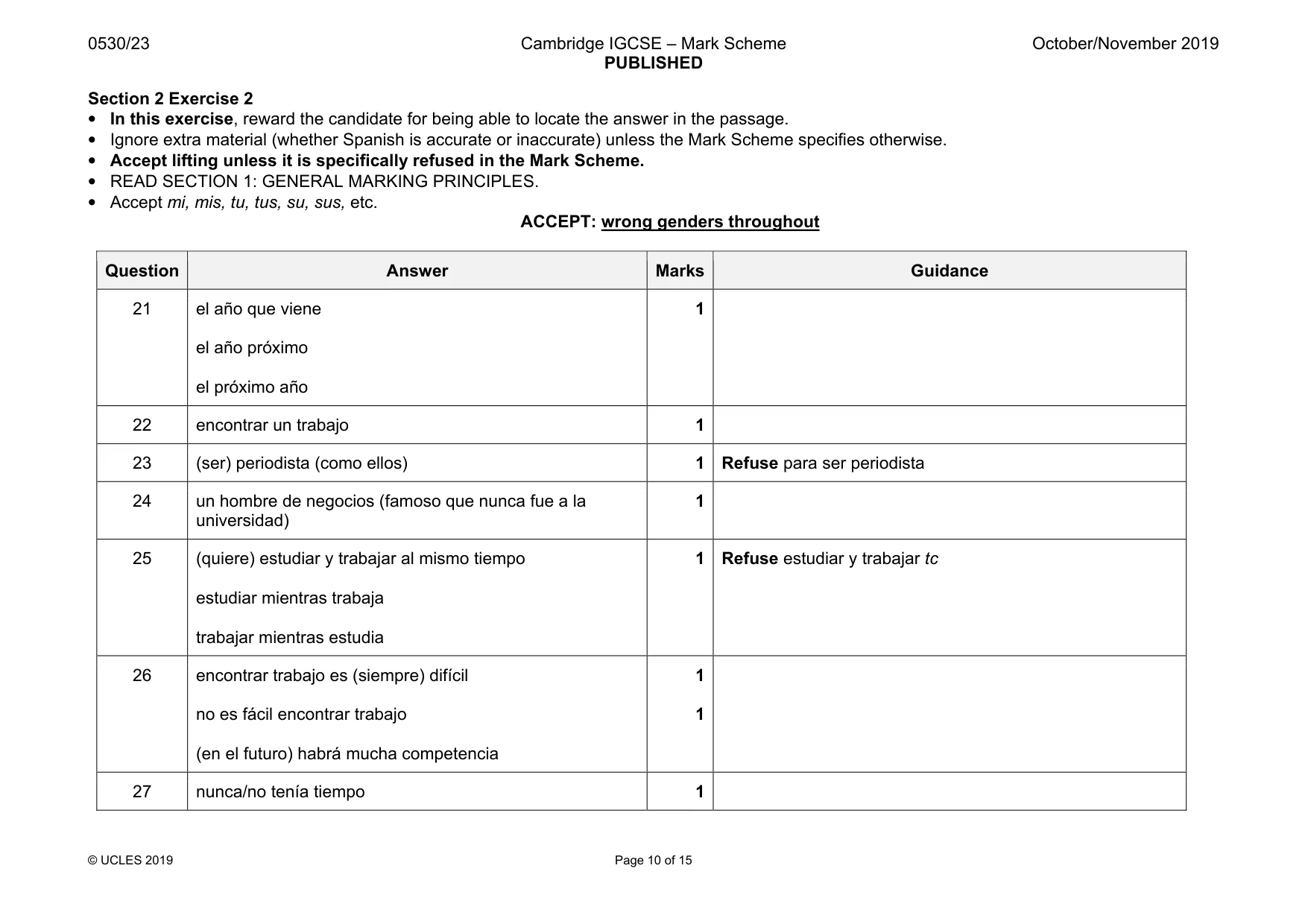 Mark scheme, page 10 of 15