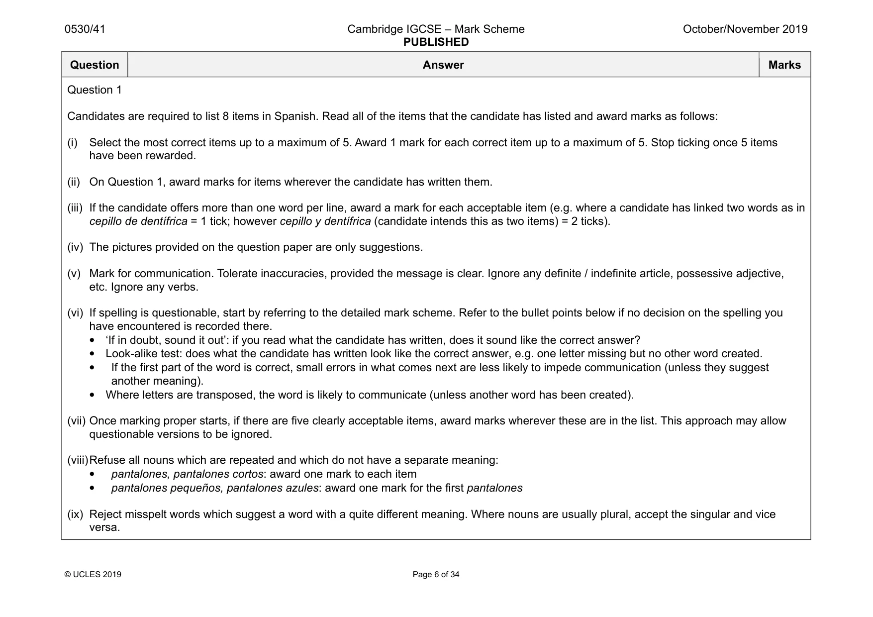 Mark scheme, page 6 of 34