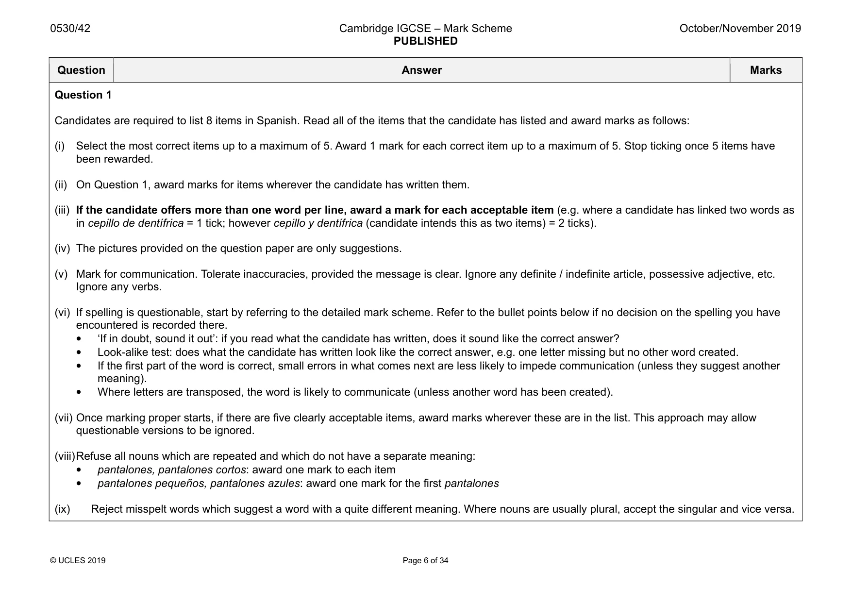 Mark scheme, page 6 of 34