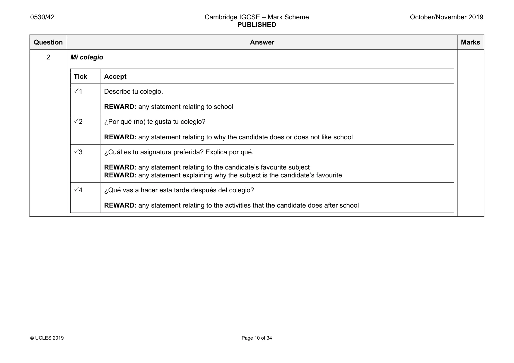 Mark scheme, page 10 of 34