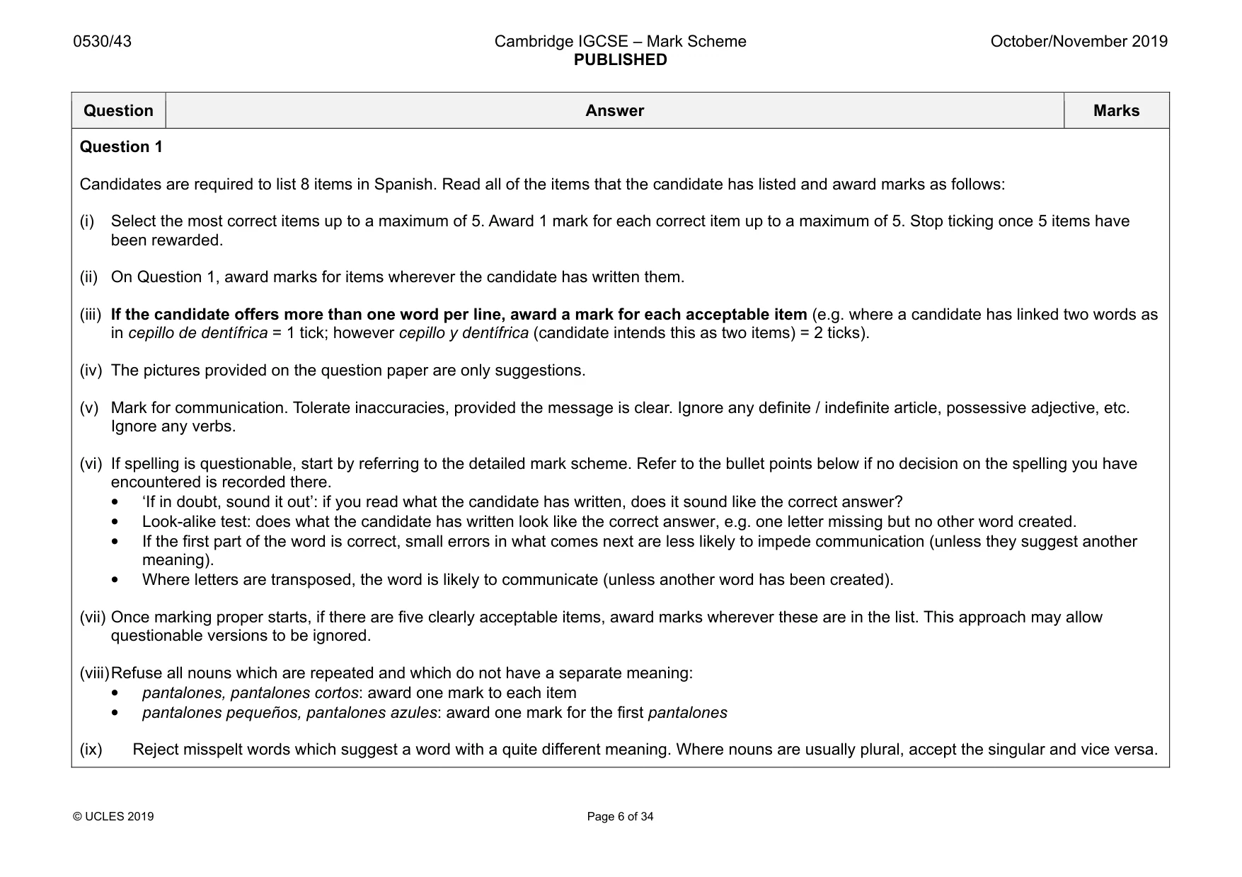 Mark scheme, page 6 of 34