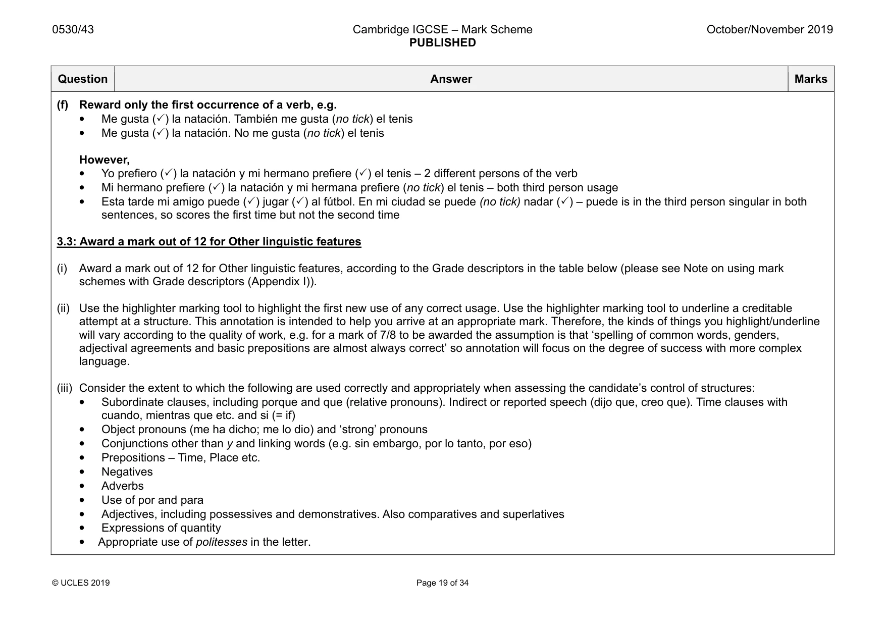 Mark scheme, page 19 of 34