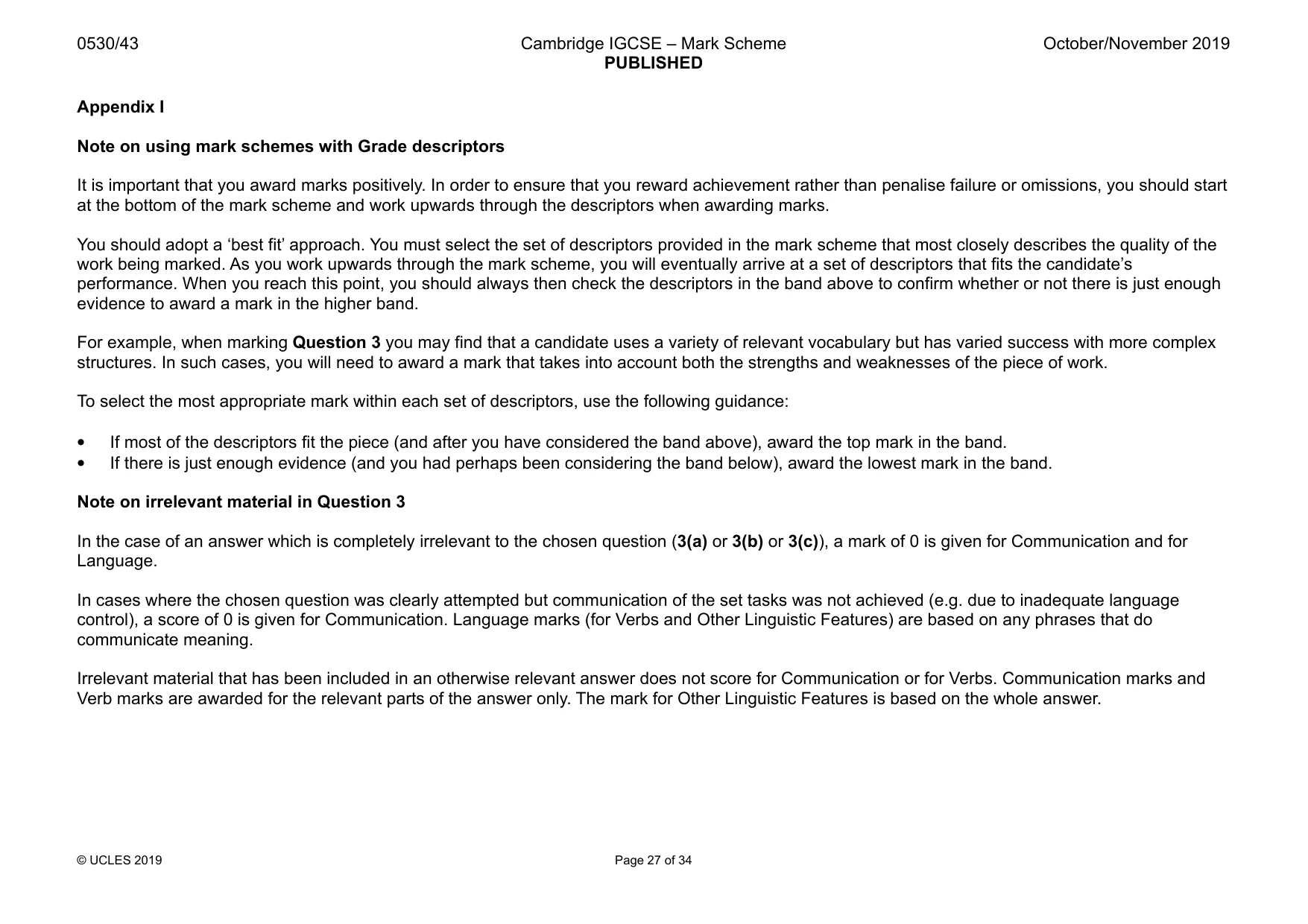 Mark scheme, page 27 of 34