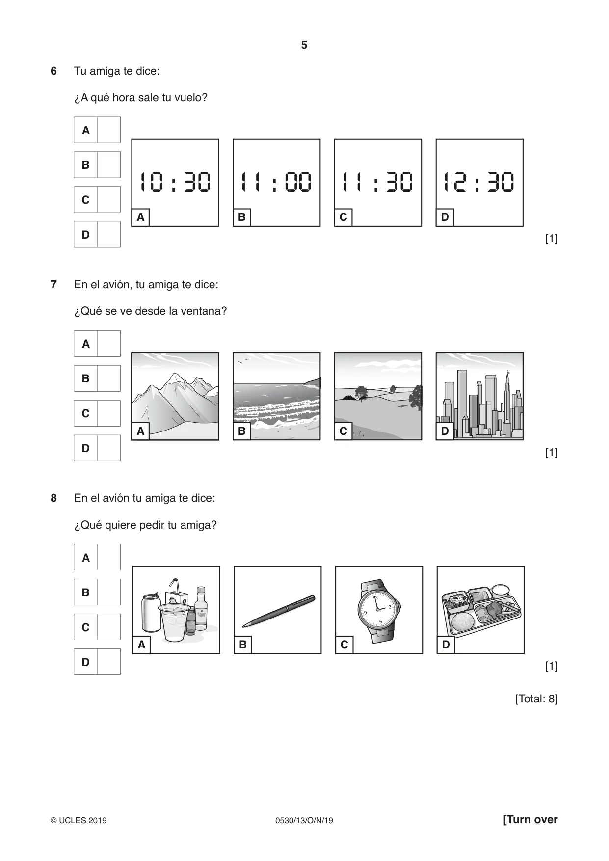 Cambridge IGCSE Spanish - Foreign Language 0530 2019 Oct/Nov Paper 1 · Variant 3 question paper, page 5 of 12
