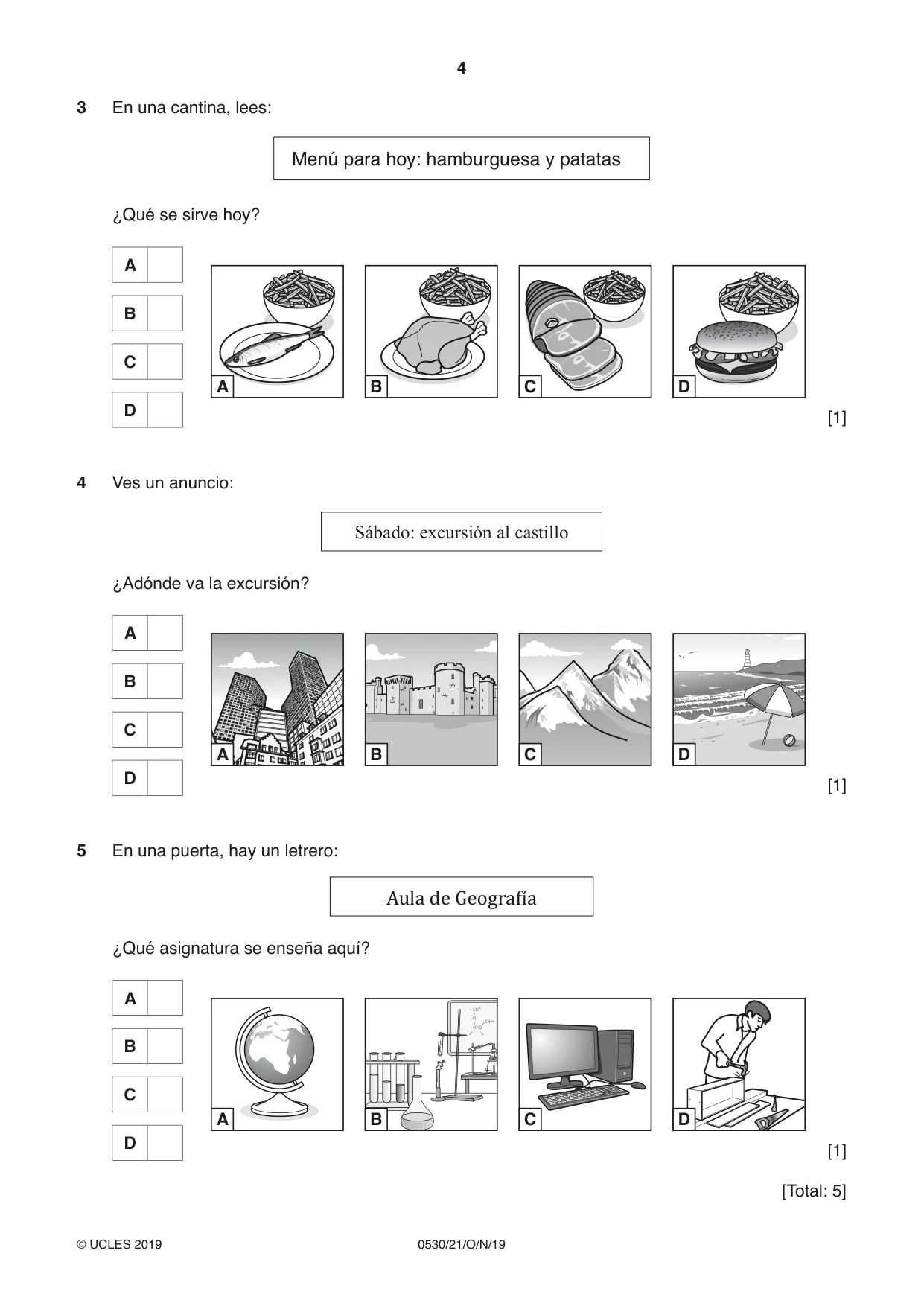 Cambridge IGCSE Spanish - Foreign Language 0530 2019 Oct/Nov Paper 2 · Variant 1 question paper, page 4 of 16
