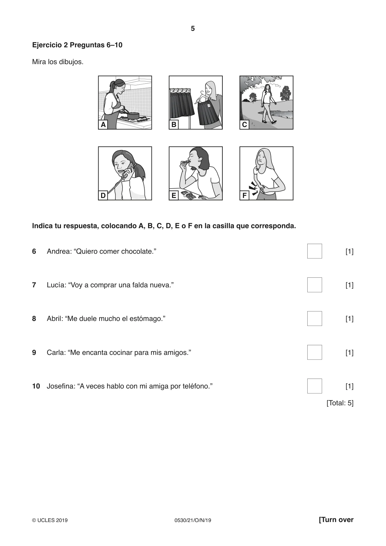 Cambridge IGCSE Spanish - Foreign Language 0530 2019 Oct/Nov Paper 2 · Variant 1 question paper, page 5 of 16