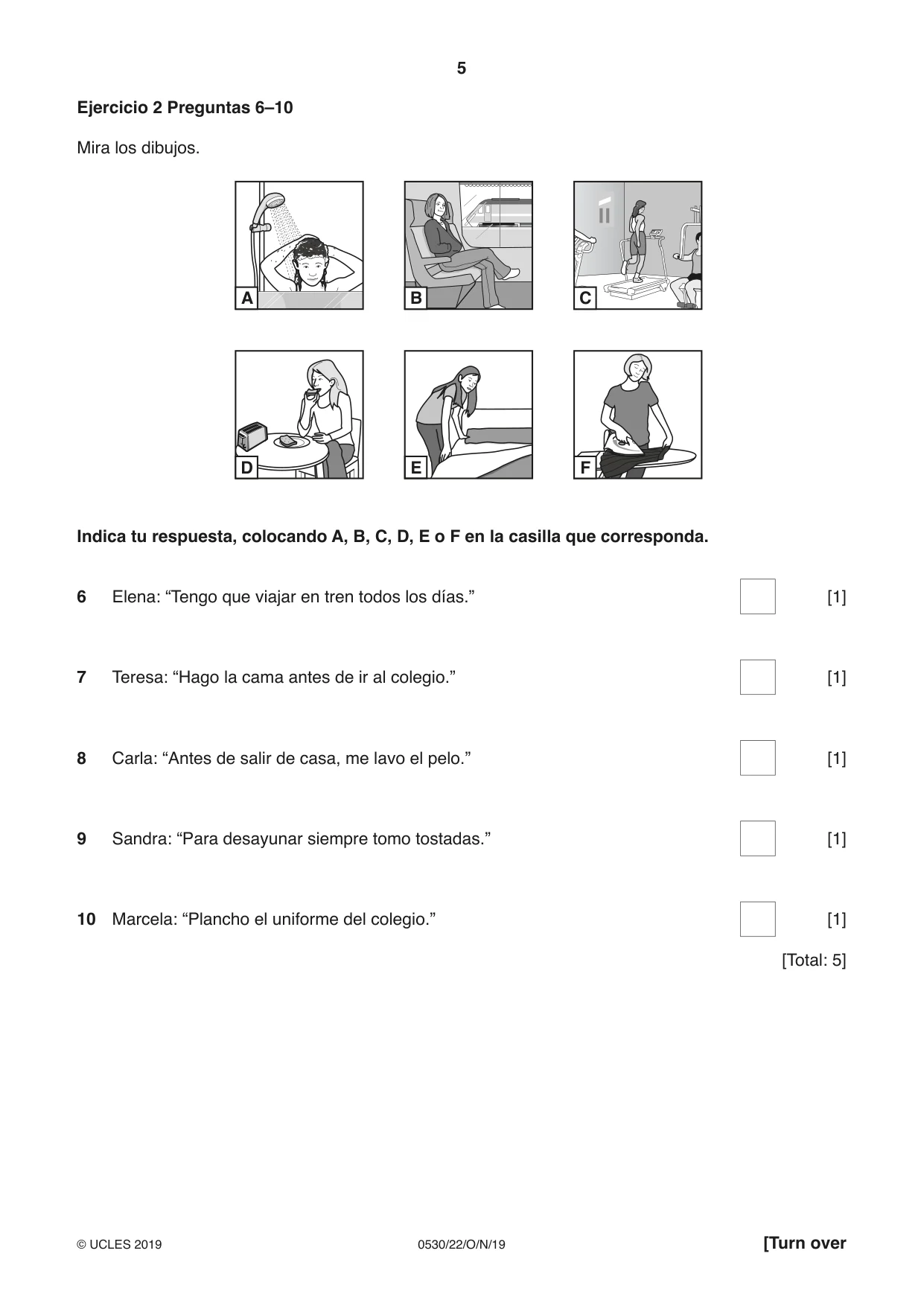Cambridge IGCSE Spanish - Foreign Language 0530 2019 Oct/Nov Paper 2 · Variant 2 question paper, page 5 of 16