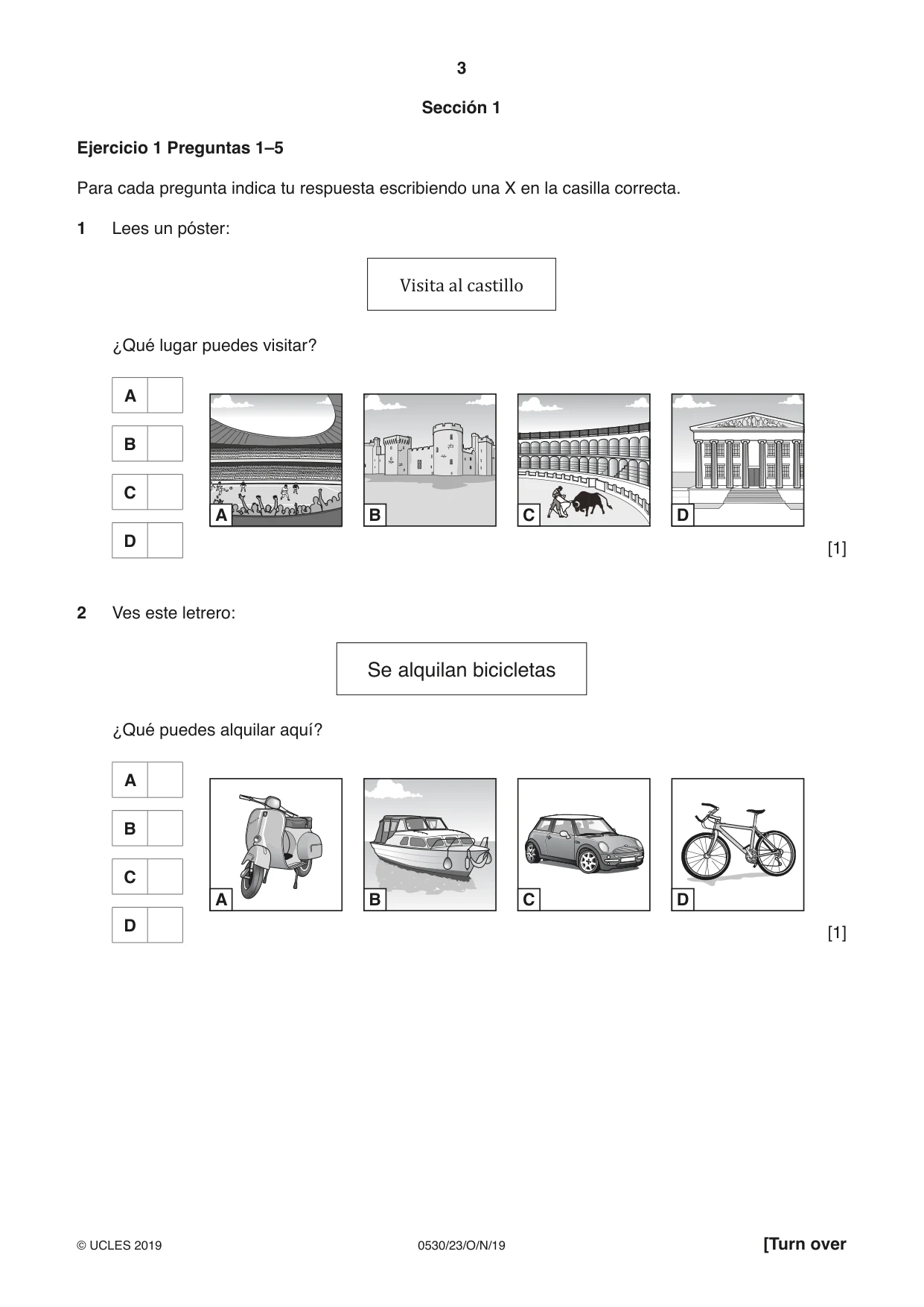 Cambridge IGCSE Spanish - Foreign Language 0530 2019 Oct/Nov Paper 2 · Variant 3 question paper, page 3 of 16