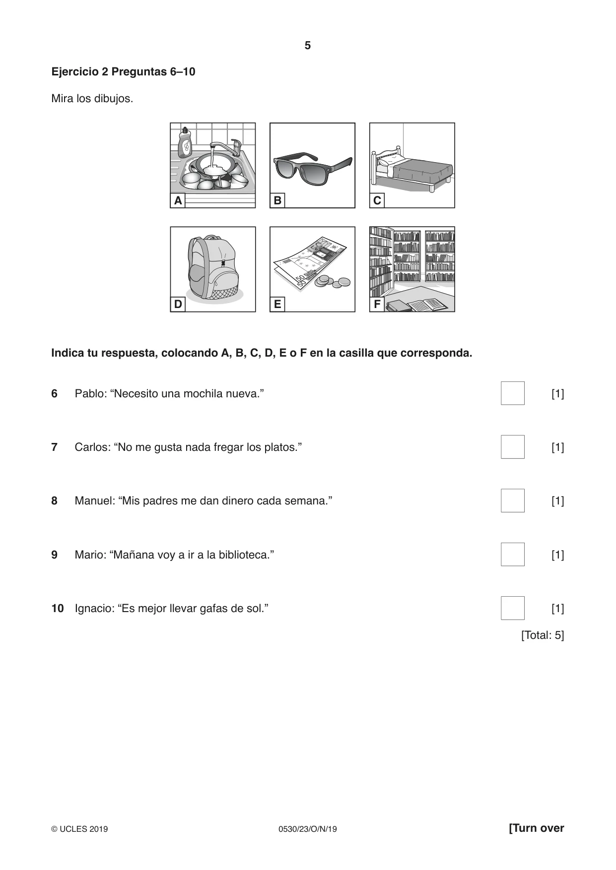 Cambridge IGCSE Spanish - Foreign Language 0530 2019 Oct/Nov Paper 2 · Variant 3 question paper, page 5 of 16