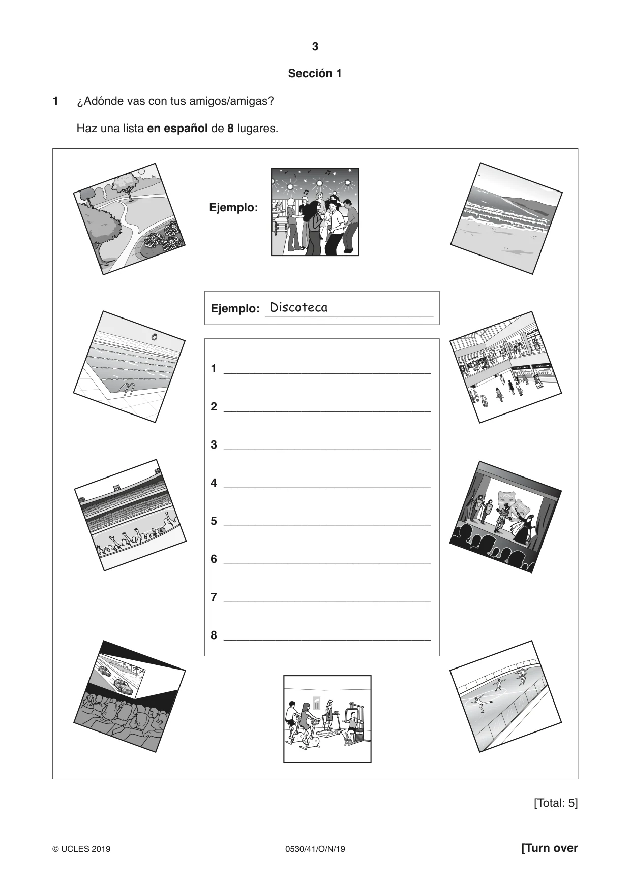 Cambridge IGCSE Spanish - Foreign Language 0530 2019 Oct/Nov Paper 4 · Variant 1 question paper, page 3 of 8