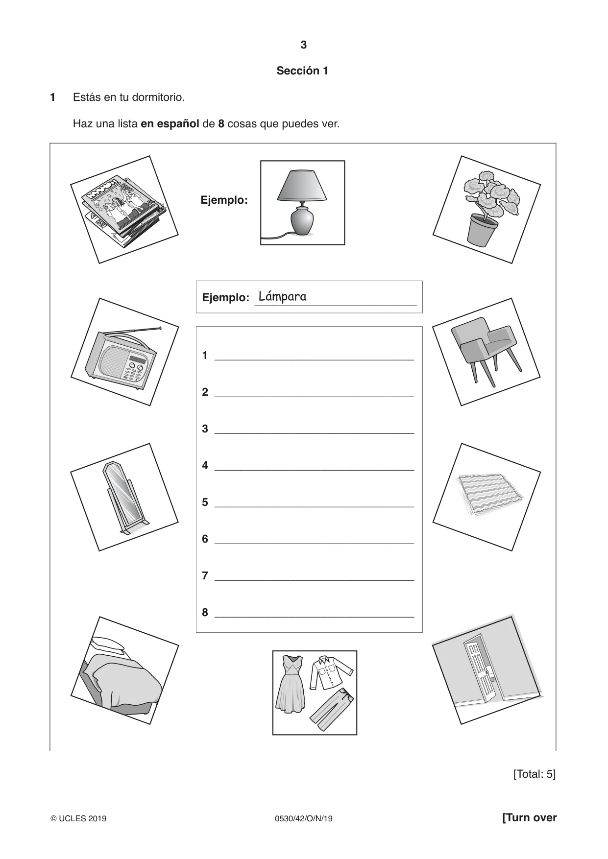 Cambridge IGCSE Spanish - Foreign Language 0530 2019 Oct/Nov Paper 4 · Variant 2 question paper, page 3 of 8