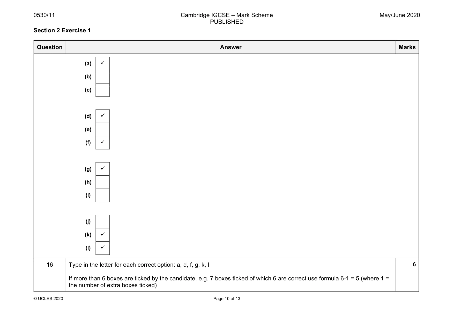Mark scheme, page 10 of 13