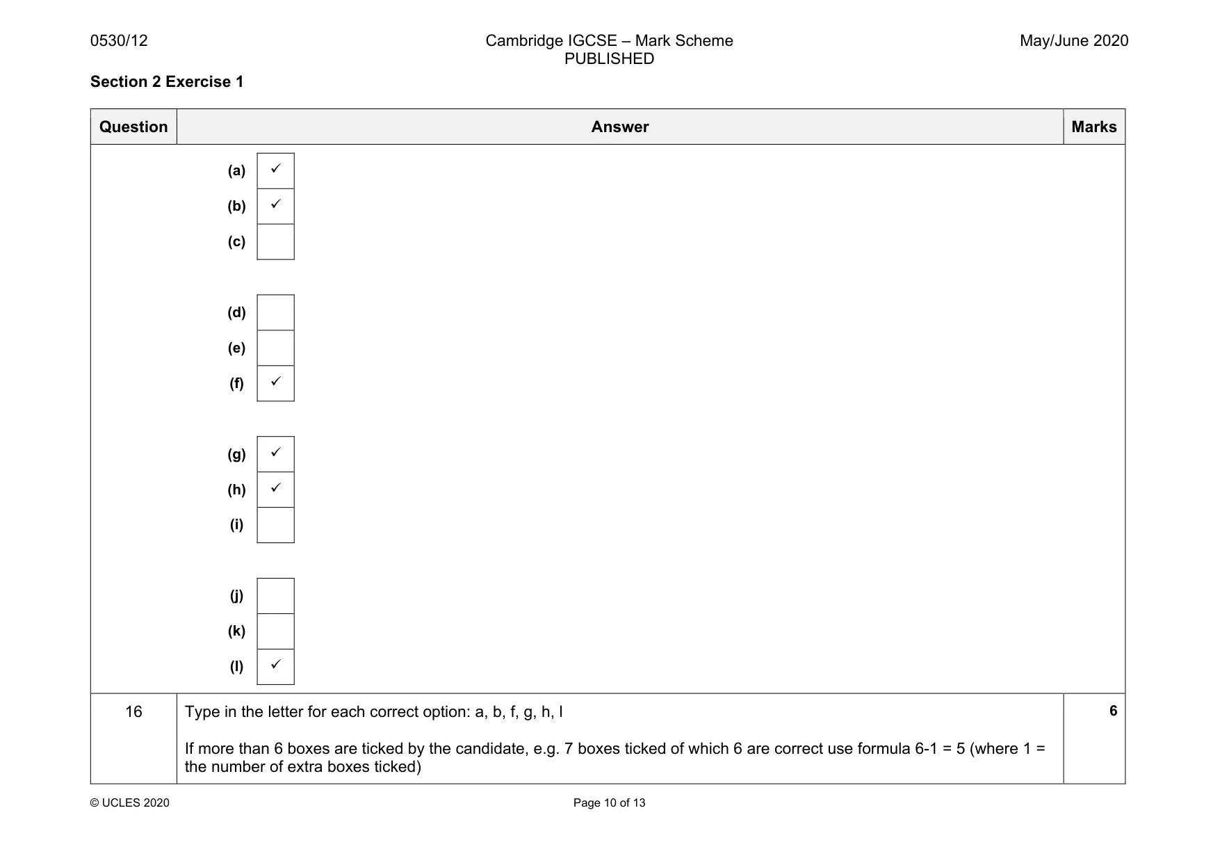 Mark scheme, page 10 of 13