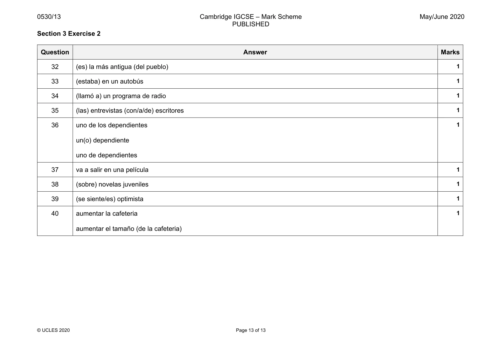 Mark scheme, page 13 of 13