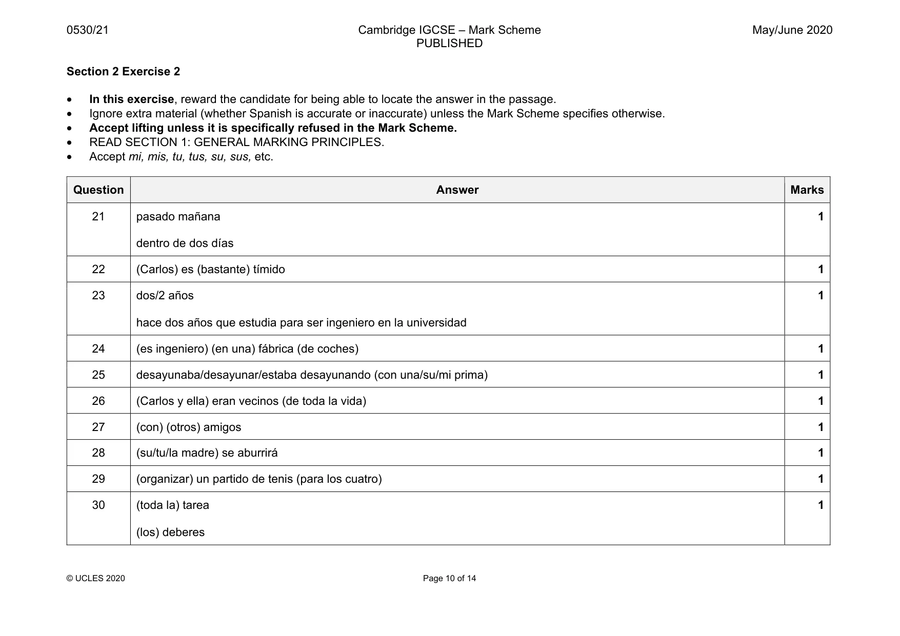 Mark scheme, page 10 of 14