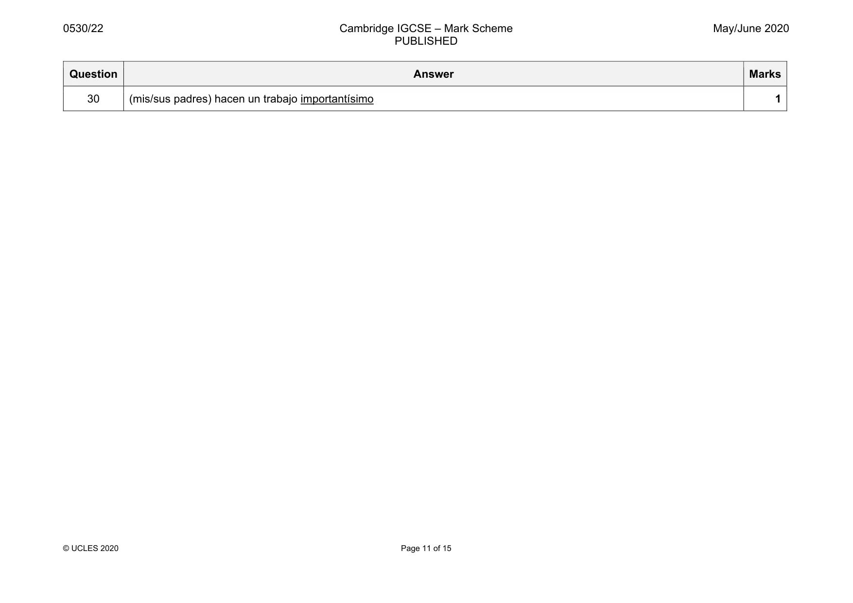 Mark scheme, page 11 of 15