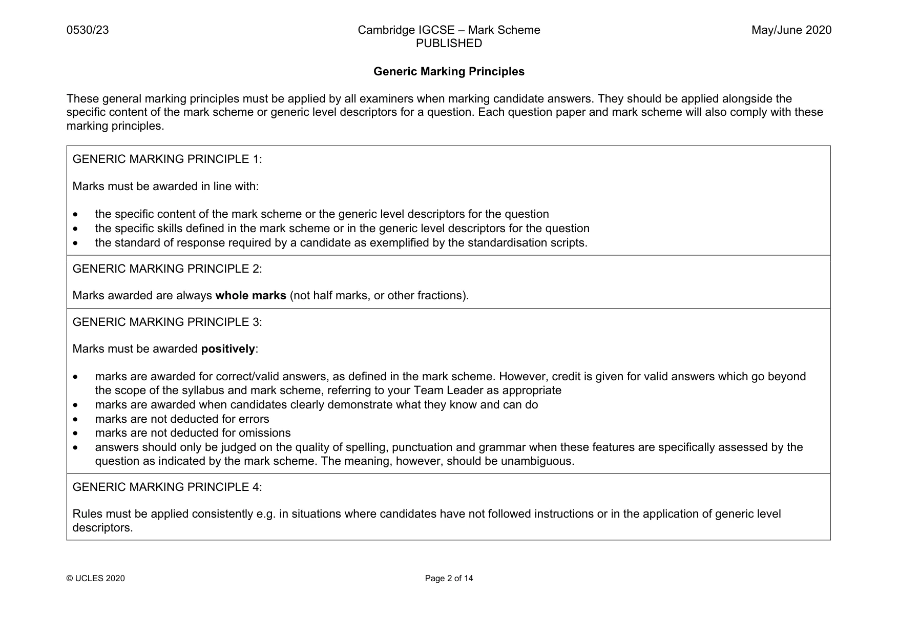 Mark scheme, page 2 of 14