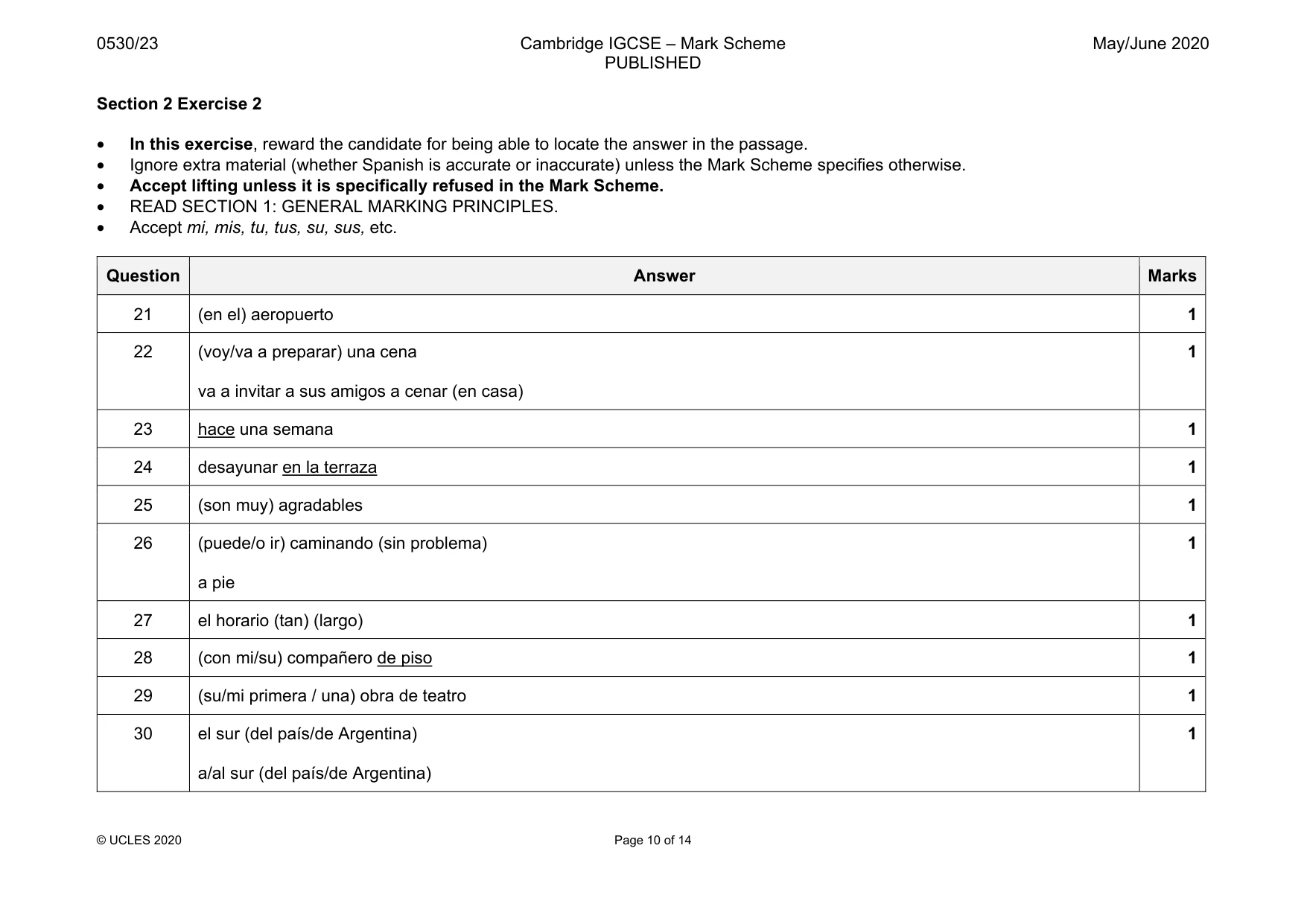 Mark scheme, page 10 of 14