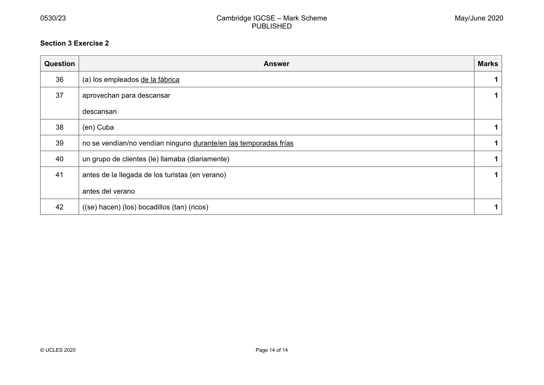 Mark scheme, page 14 of 14