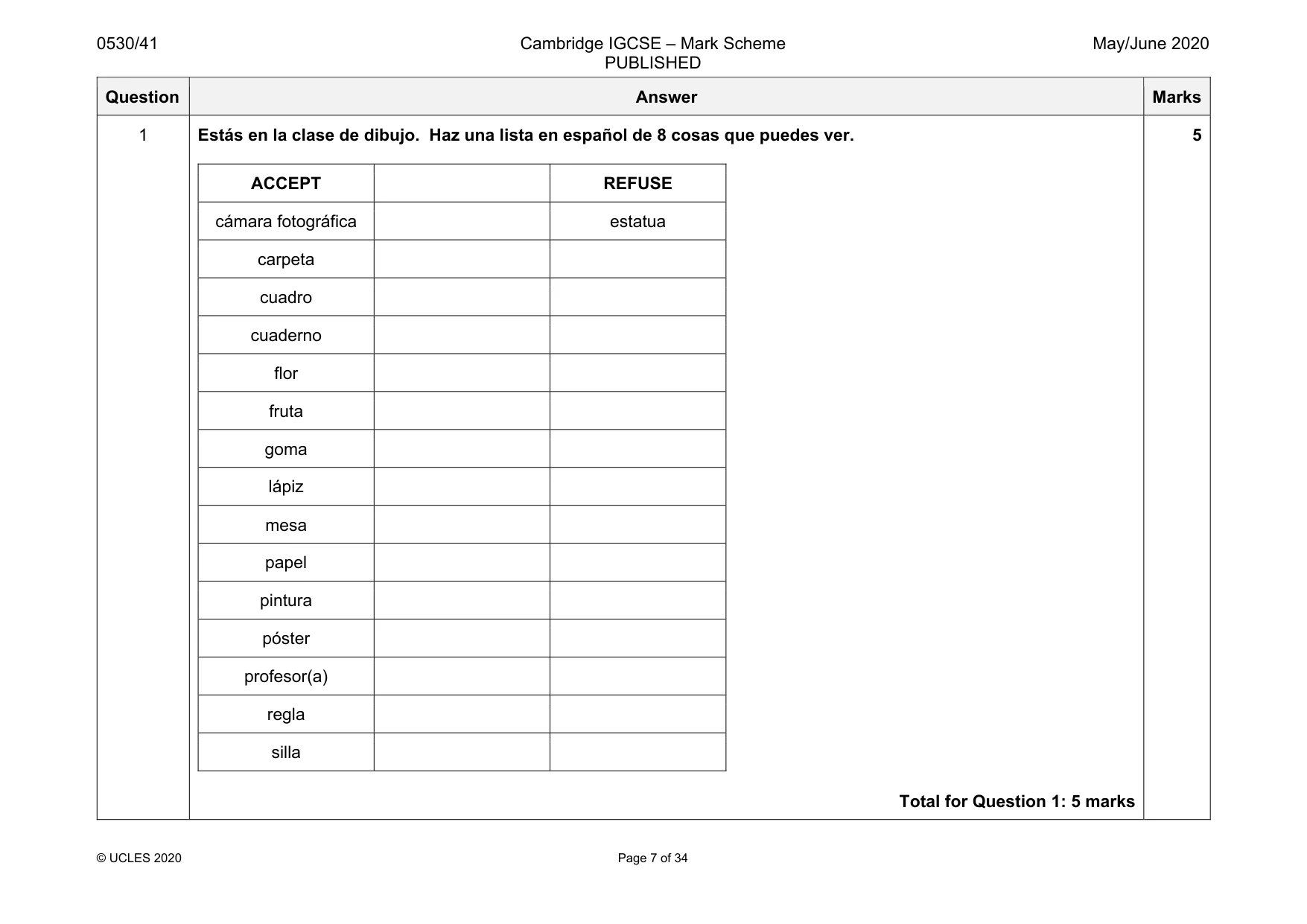 Mark scheme, page 7 of 34