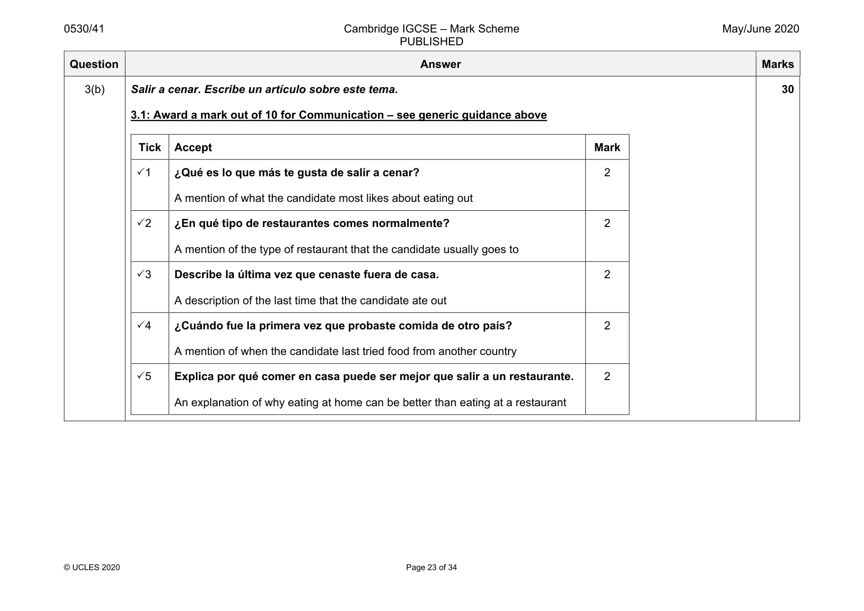 Mark scheme, page 23 of 34