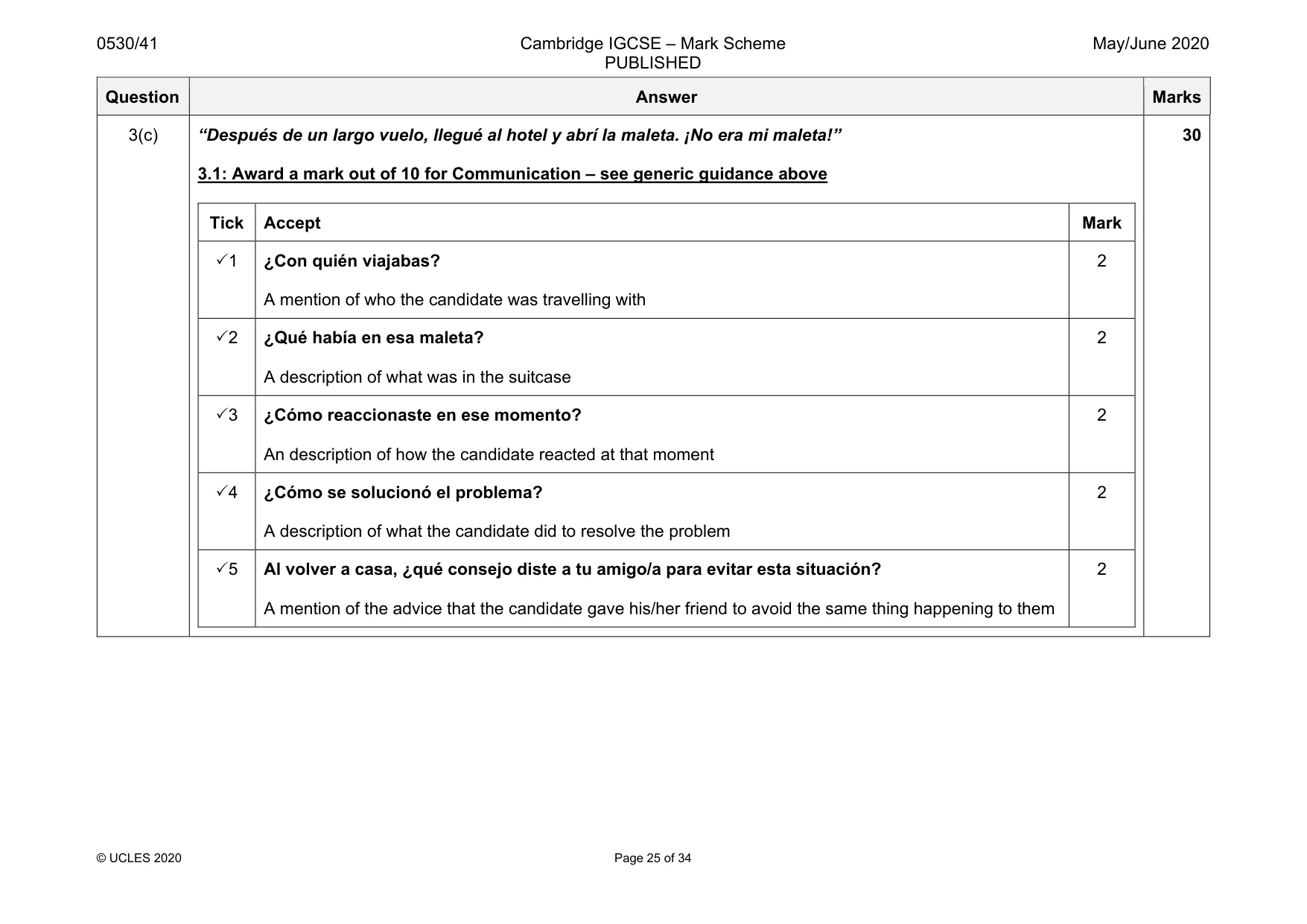 Mark scheme, page 25 of 34