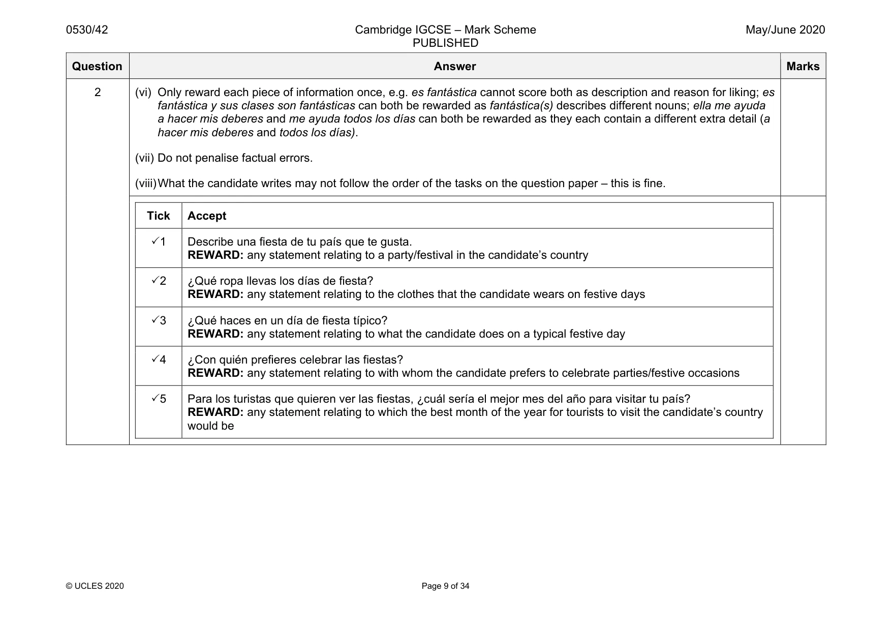Mark scheme, page 9 of 34