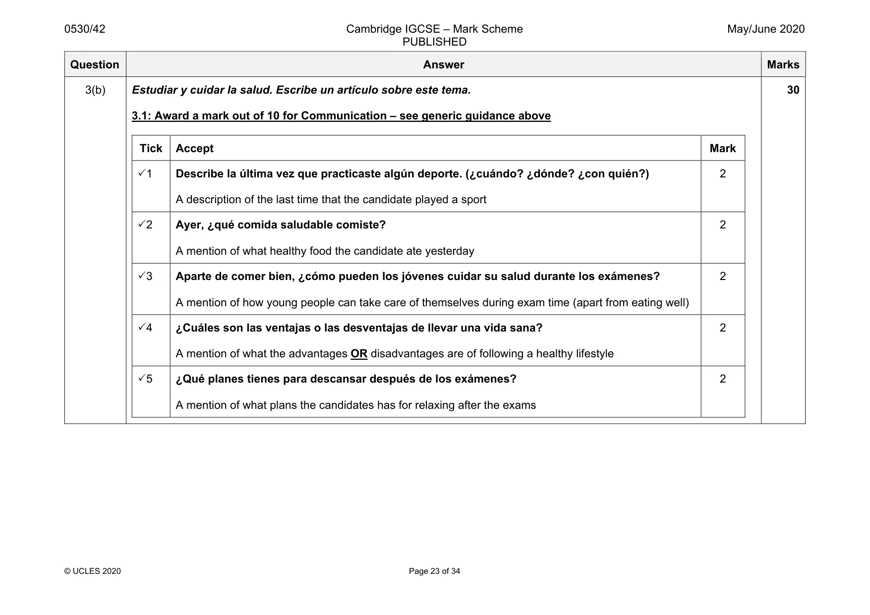 Mark scheme, page 23 of 34