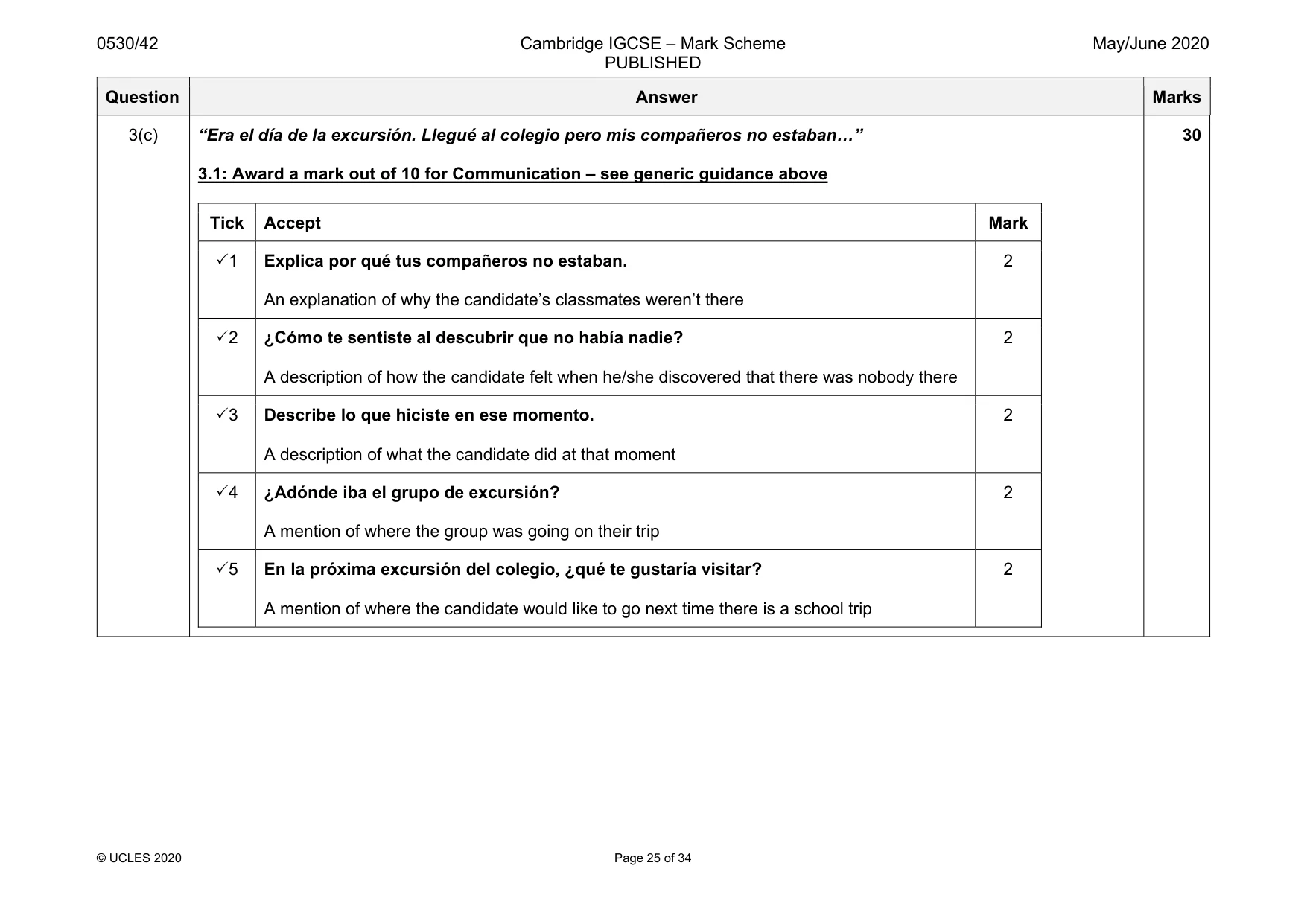 Mark scheme, page 25 of 34