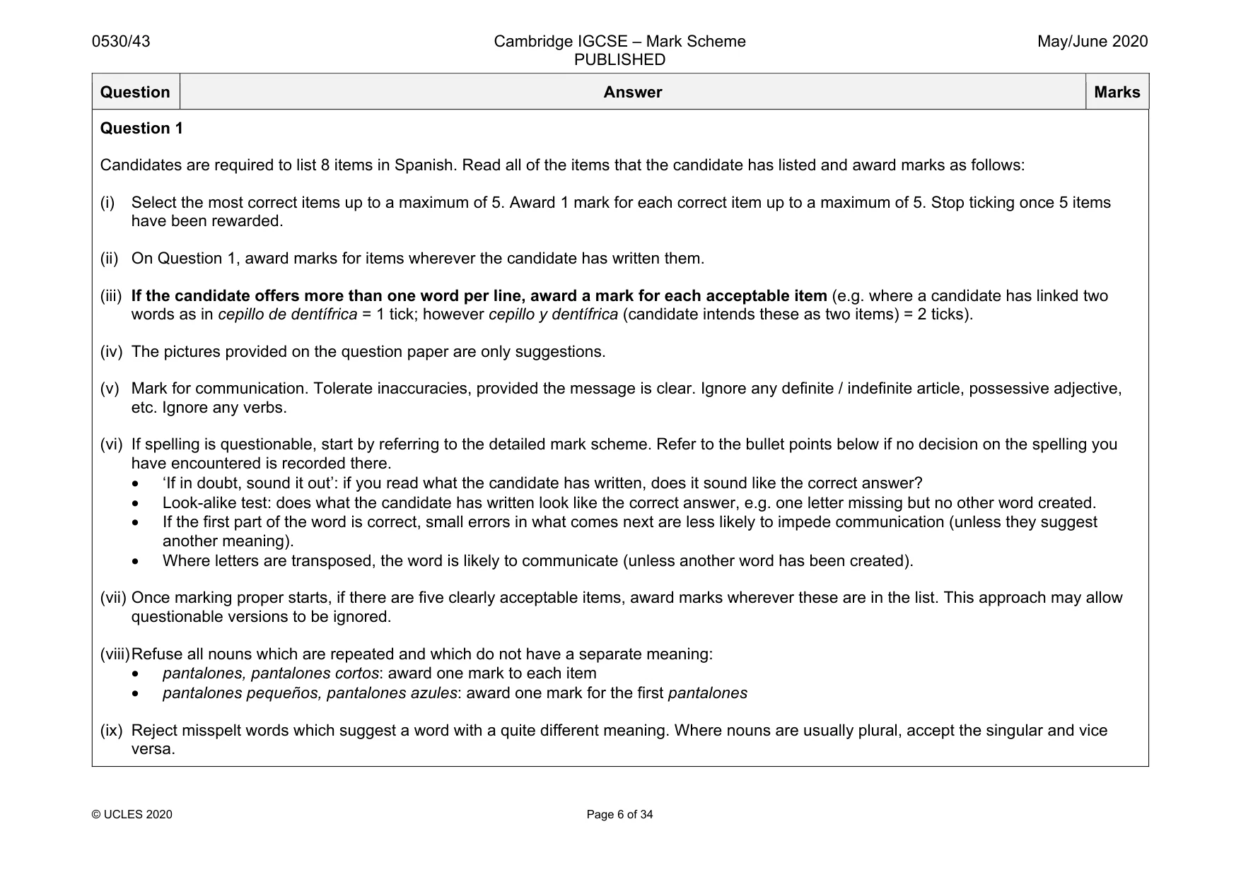 Mark scheme, page 6 of 34