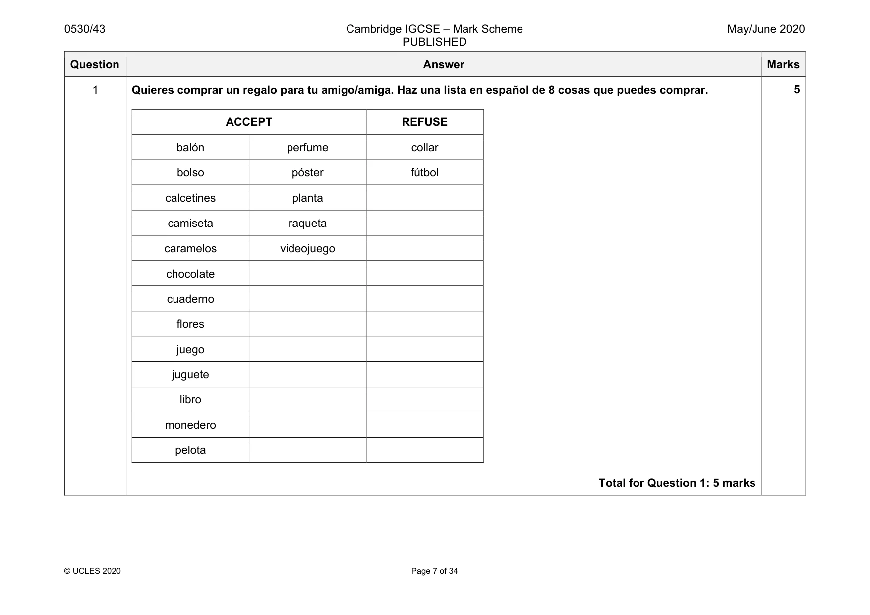 Mark scheme, page 7 of 34
