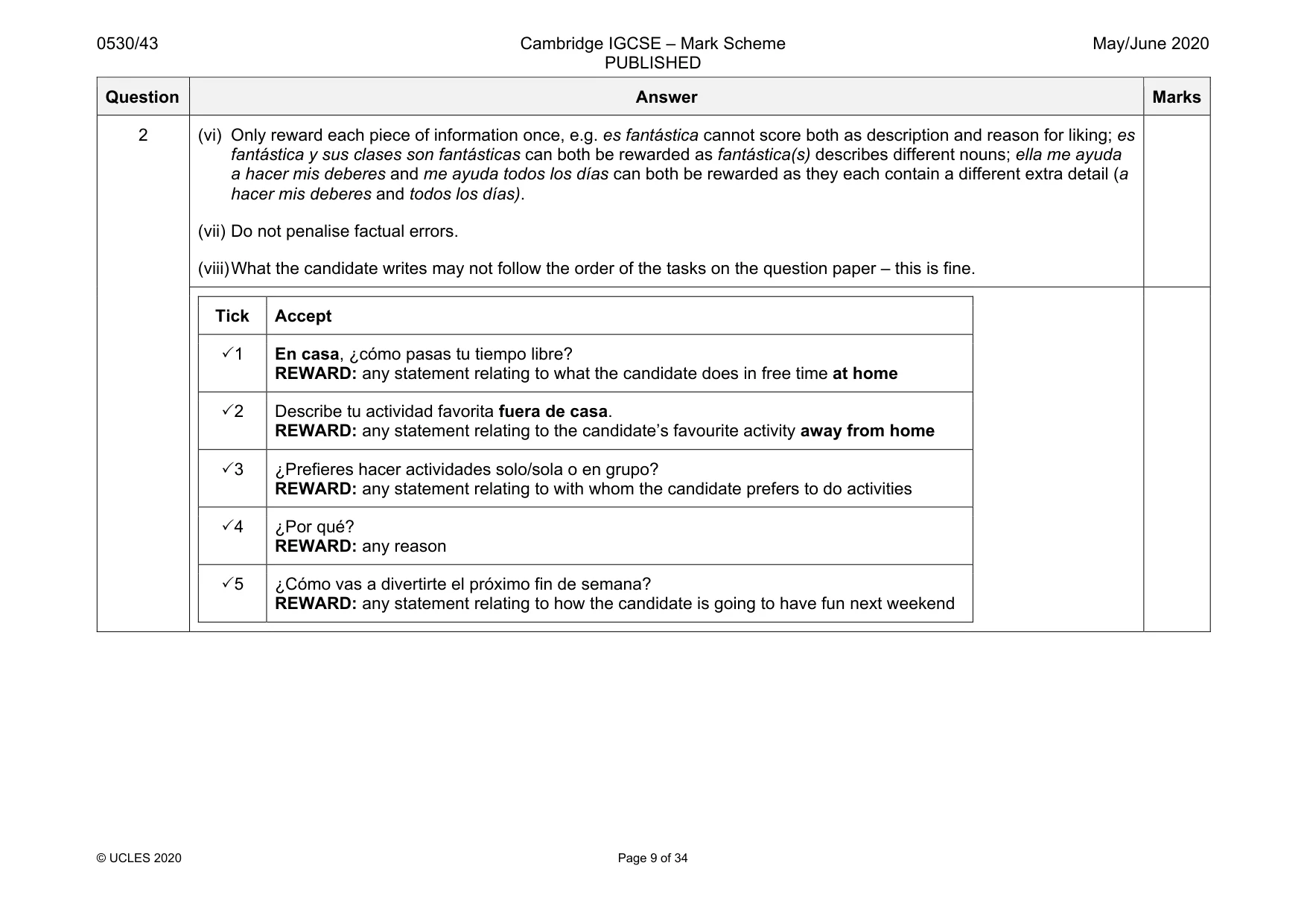 Mark scheme, page 9 of 34