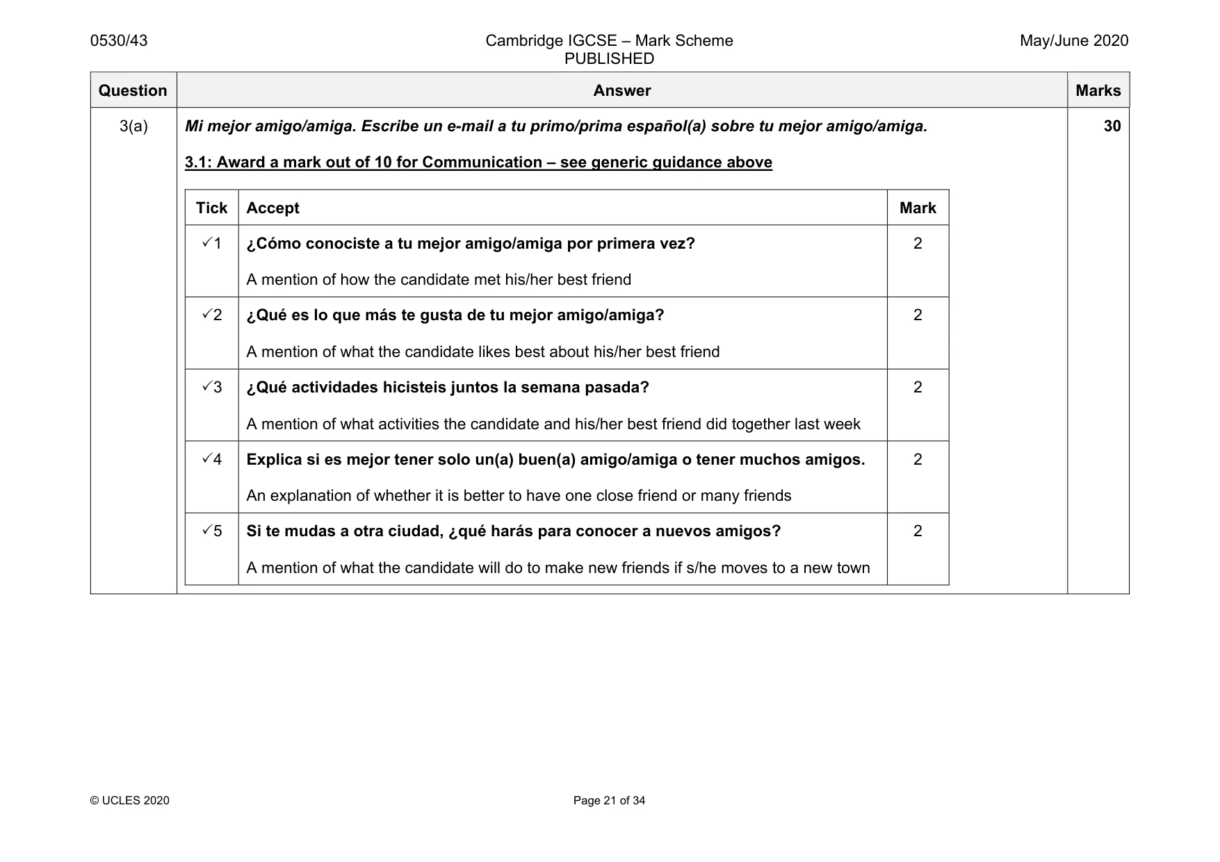 Mark scheme, page 21 of 34