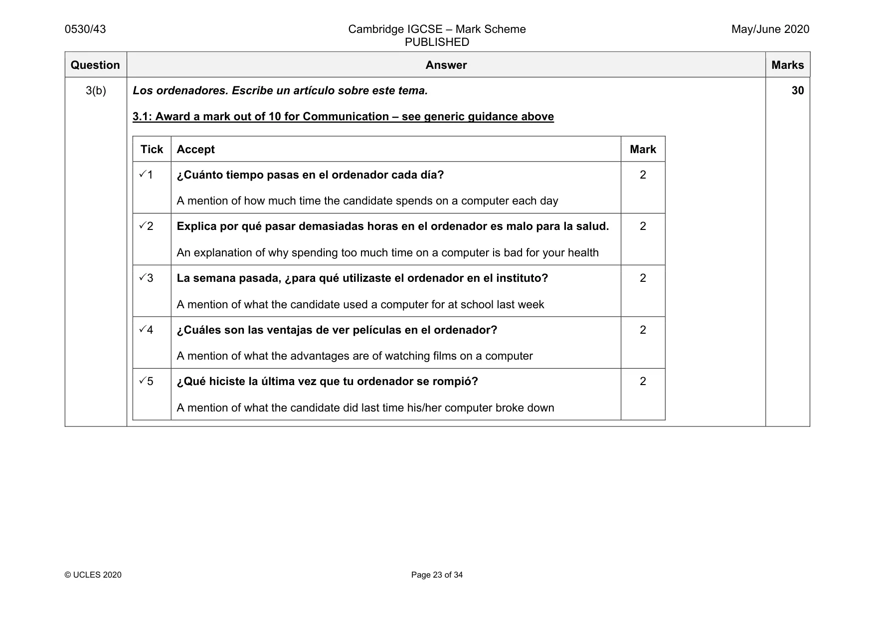 Mark scheme, page 23 of 34