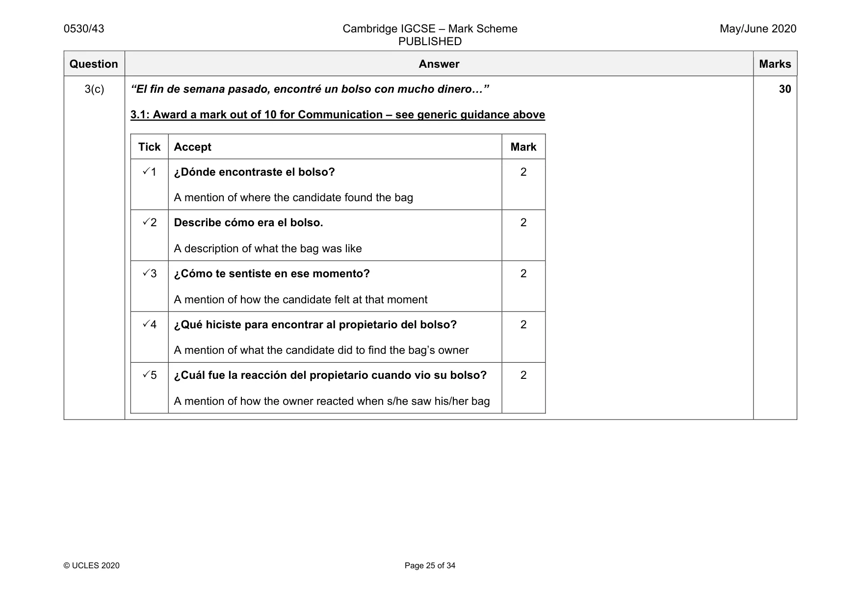 Mark scheme, page 25 of 34