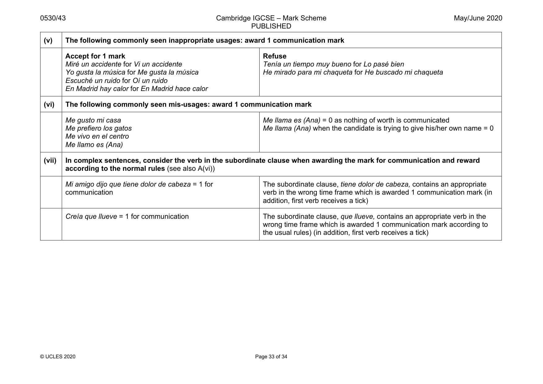 Mark scheme, page 33 of 34
