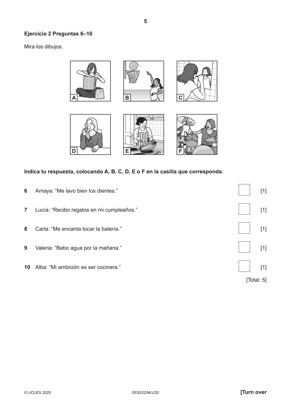 Cambridge IGCSE Spanish - Foreign Language 0530 2020 May/June Paper 2 · Variant 2 question paper, page 5 of 16