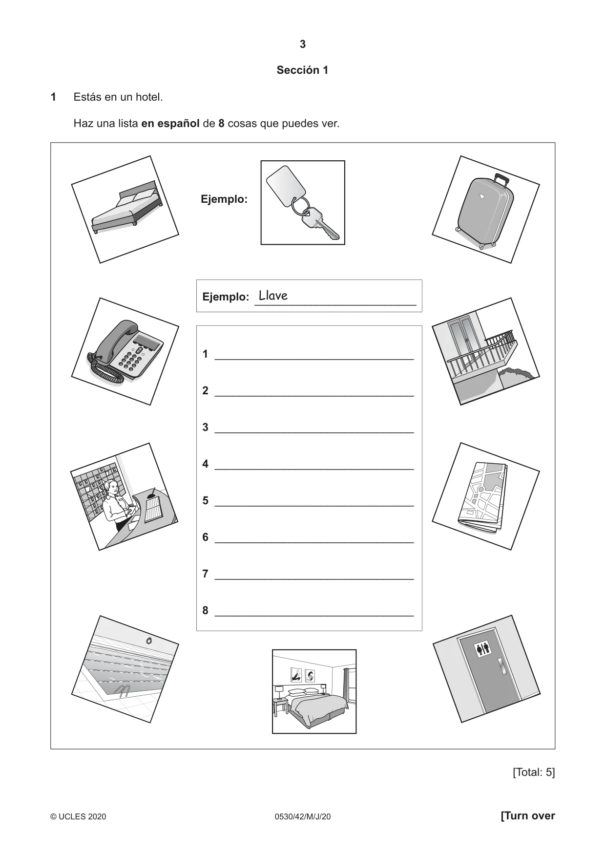 Cambridge IGCSE Spanish - Foreign Language 0530 2020 May/June Paper 4 · Variant 2 question paper, page 3 of 8