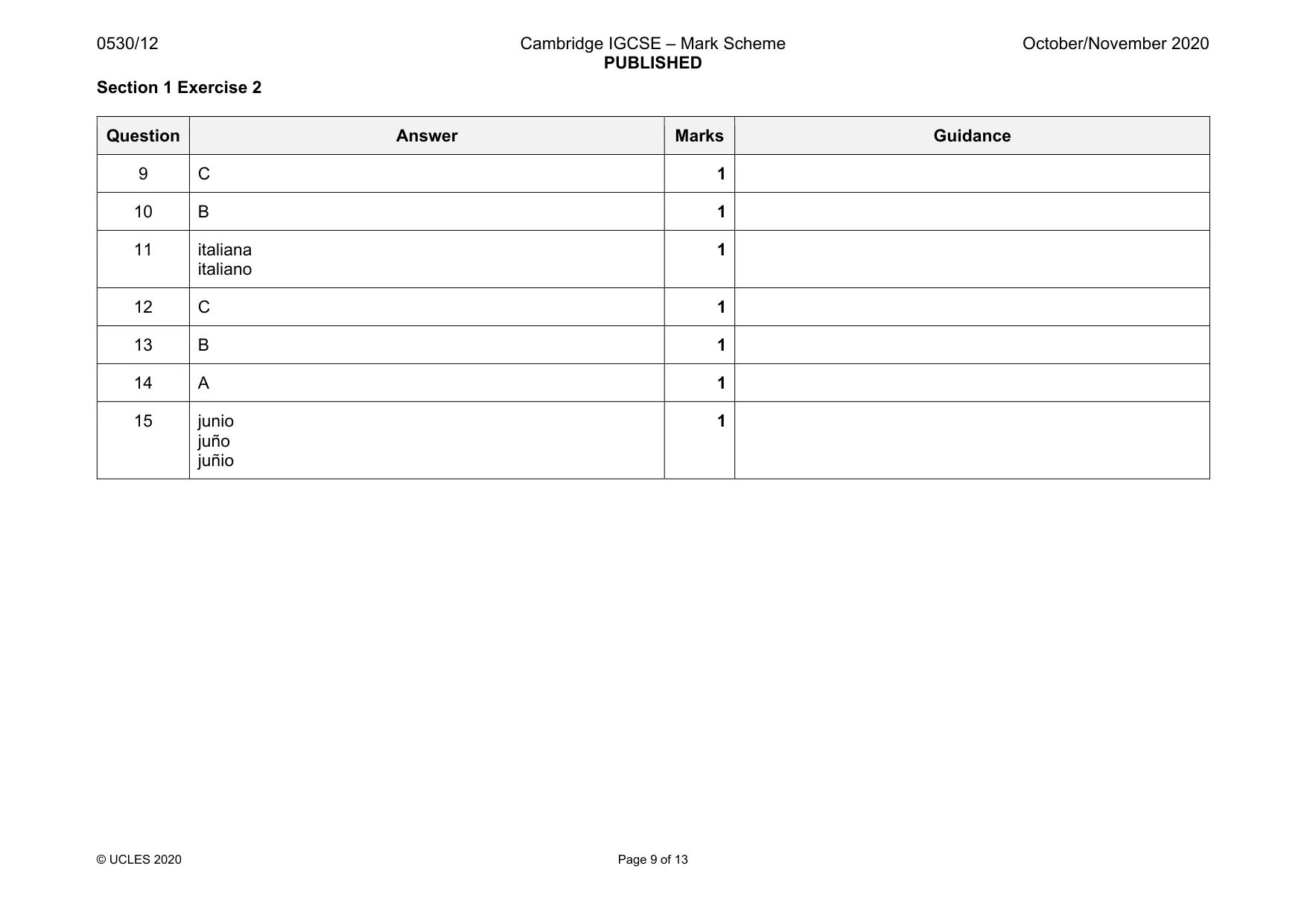 Mark scheme, page 9 of 13
