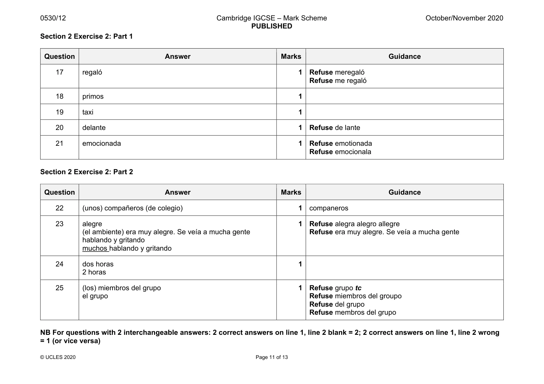 Mark scheme, page 11 of 13