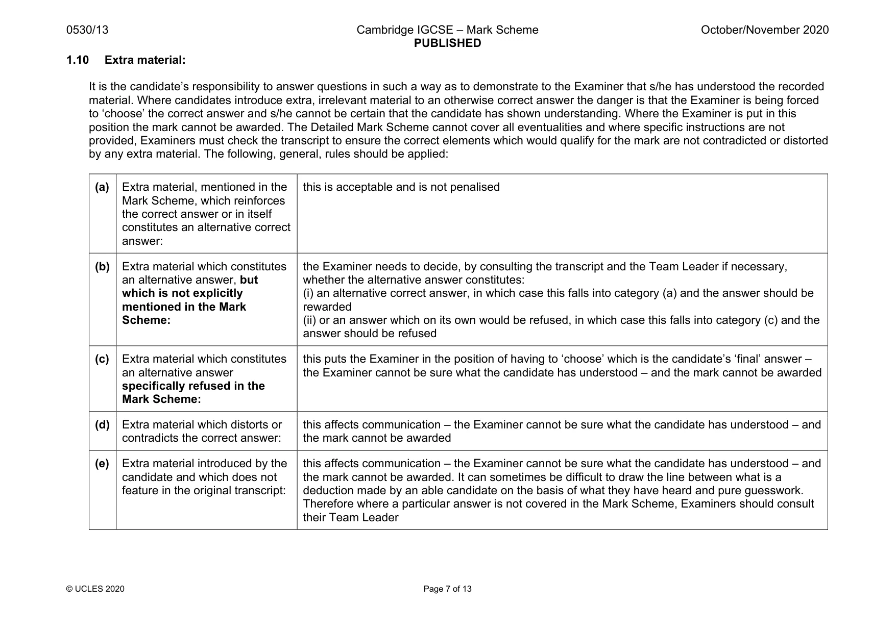 Mark scheme, page 7 of 13